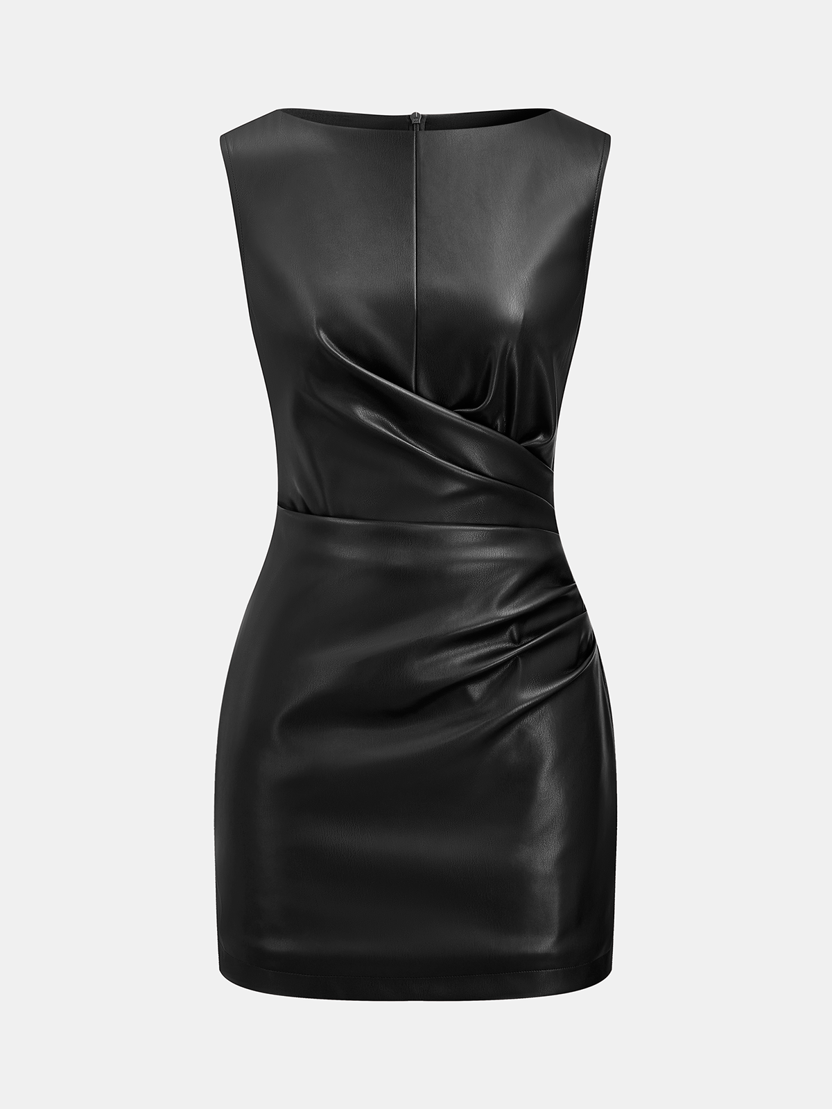 Robe froncée en similicuir à la taille