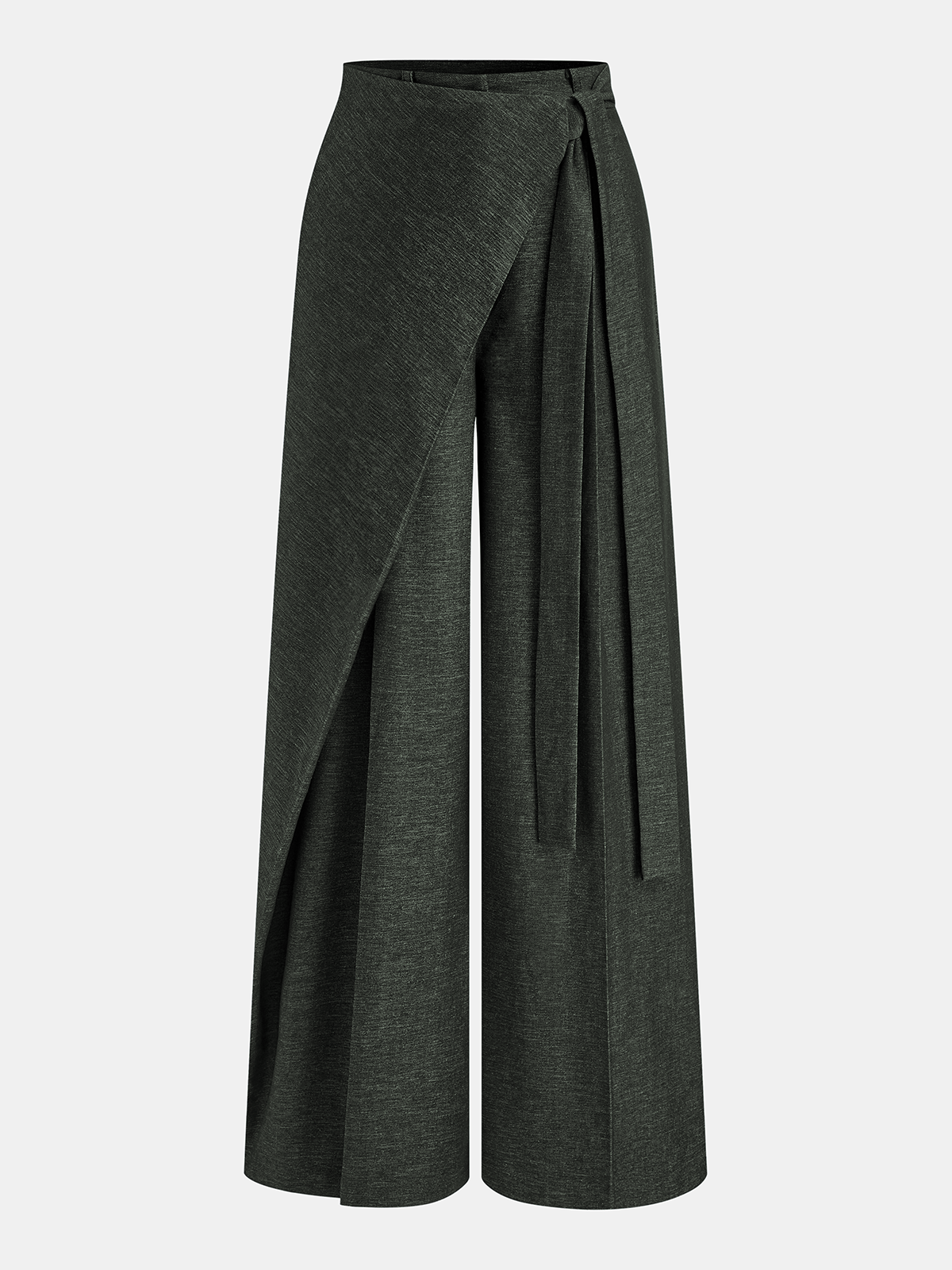 Pantalon large asymétrique cache-cœur à traîne
