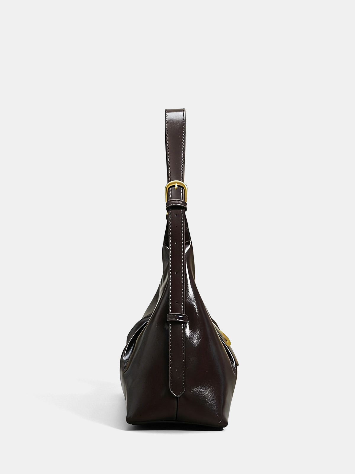 Patent Leather Hobo Bag with Gold Accents