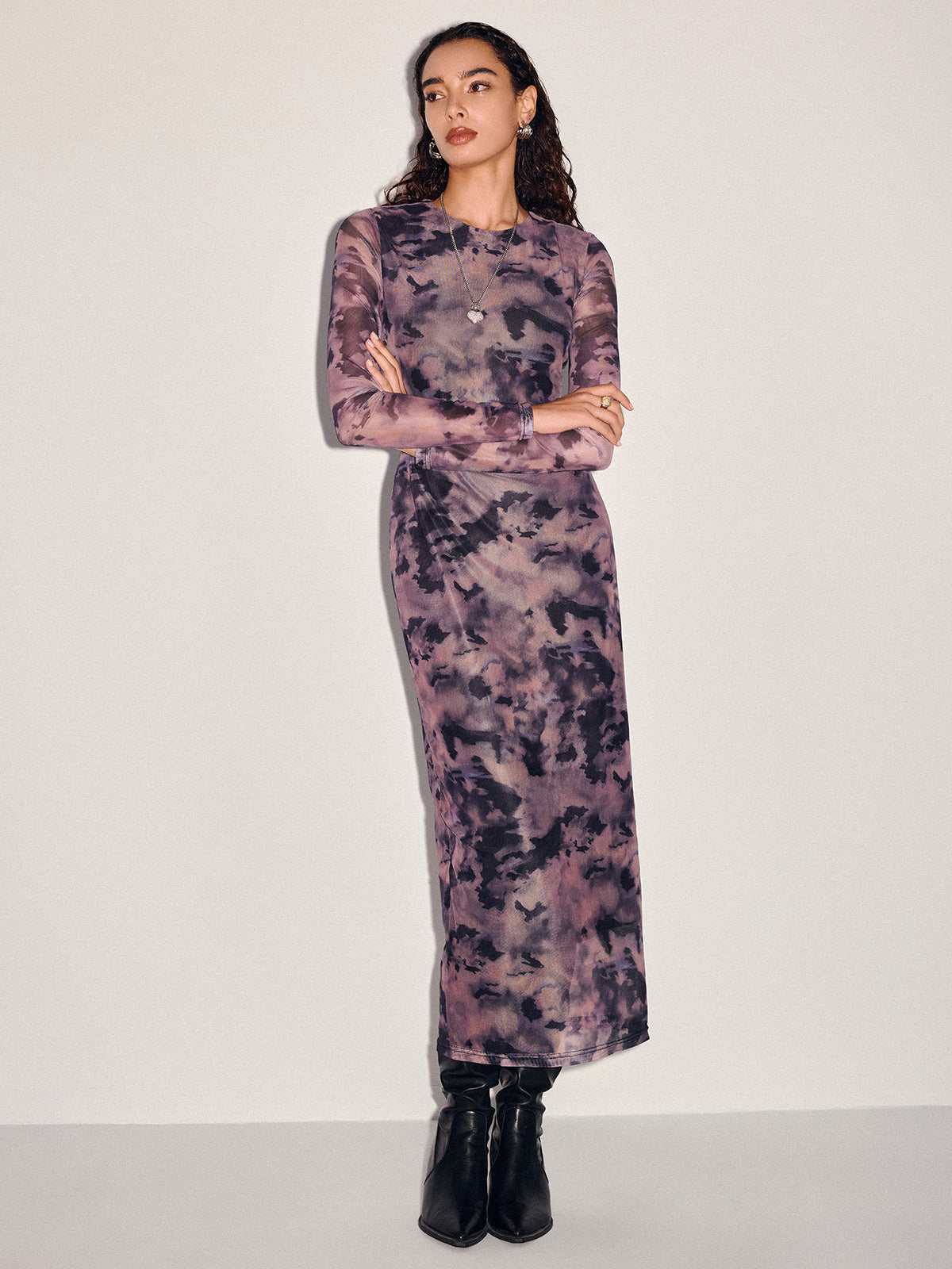 Robe longue transparente Tie-Dye