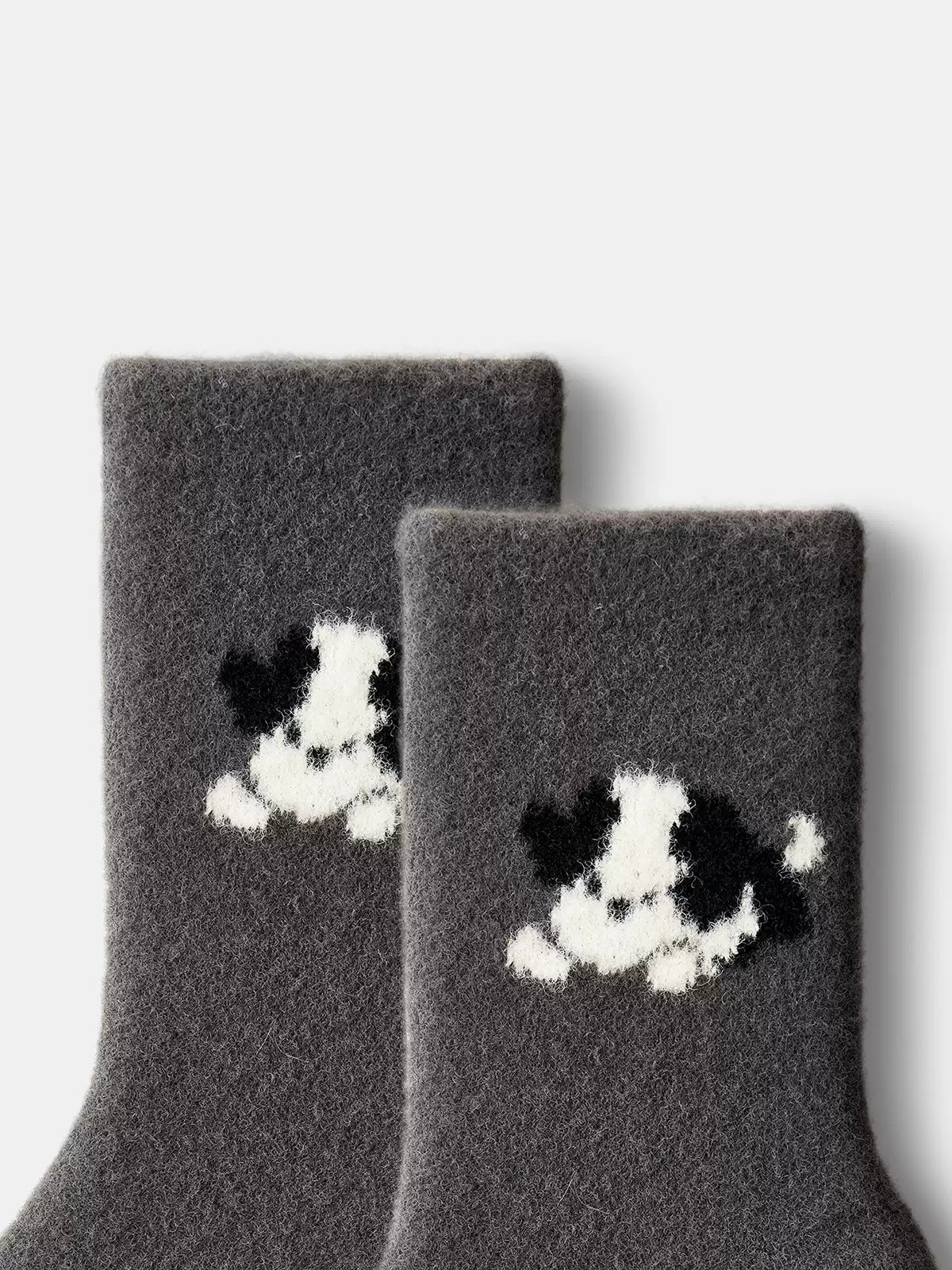 Fuzzy Crew Socks with Puppy Print