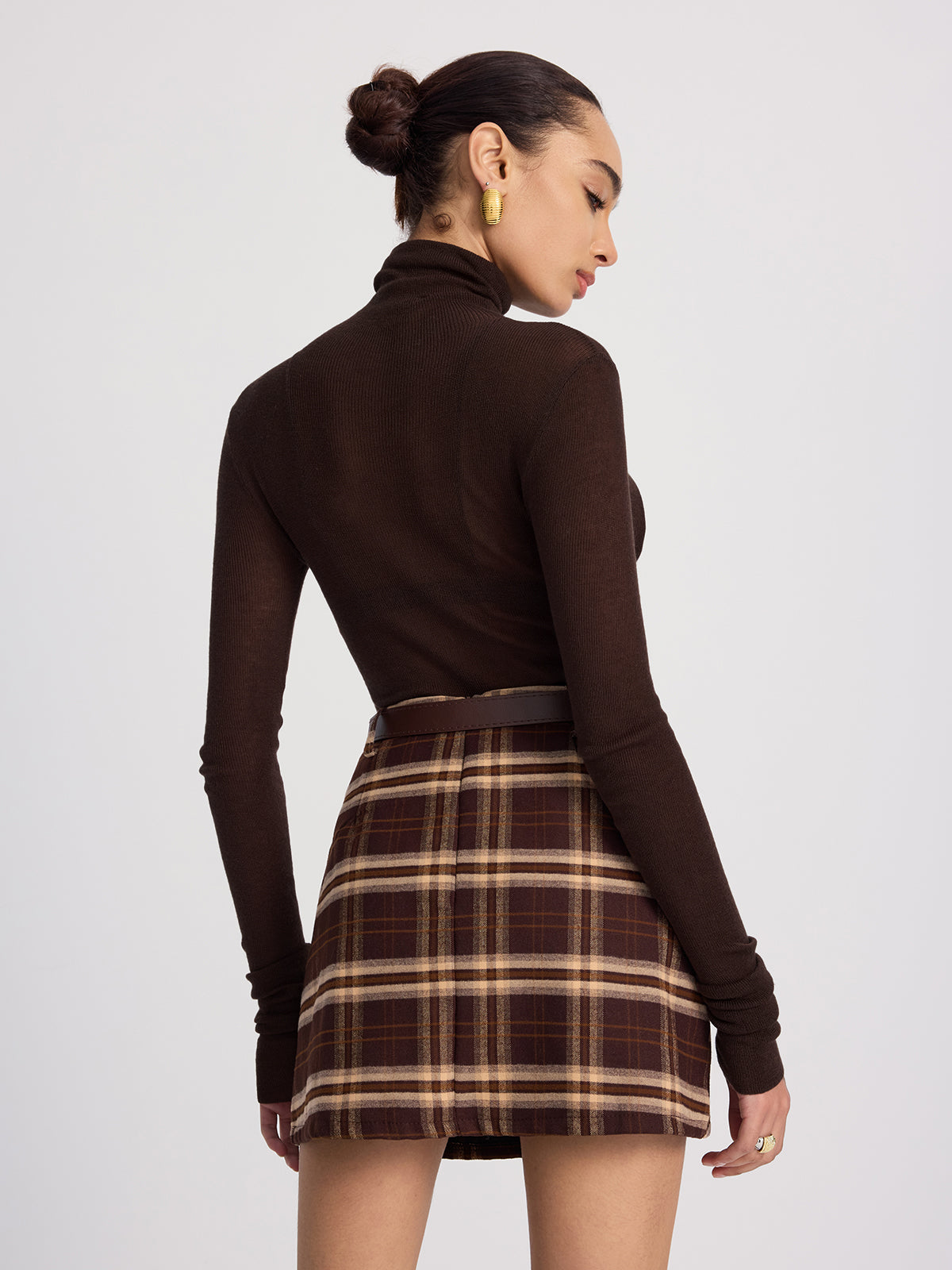 Belted Plaid Mini Skirt