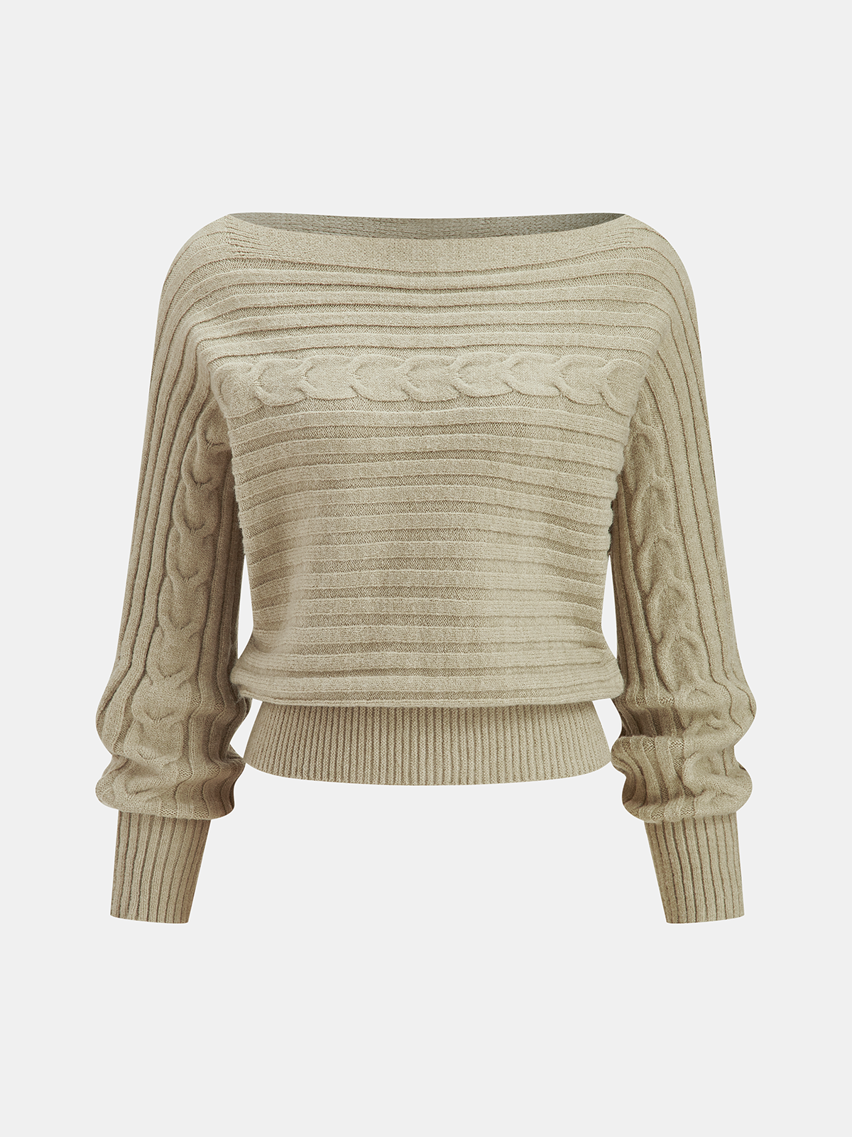 Off-Shoulder Cable-Knit Cropped Sweater