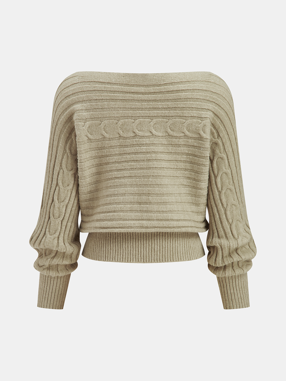 Off-Shoulder Cable-Knit Cropped Sweater