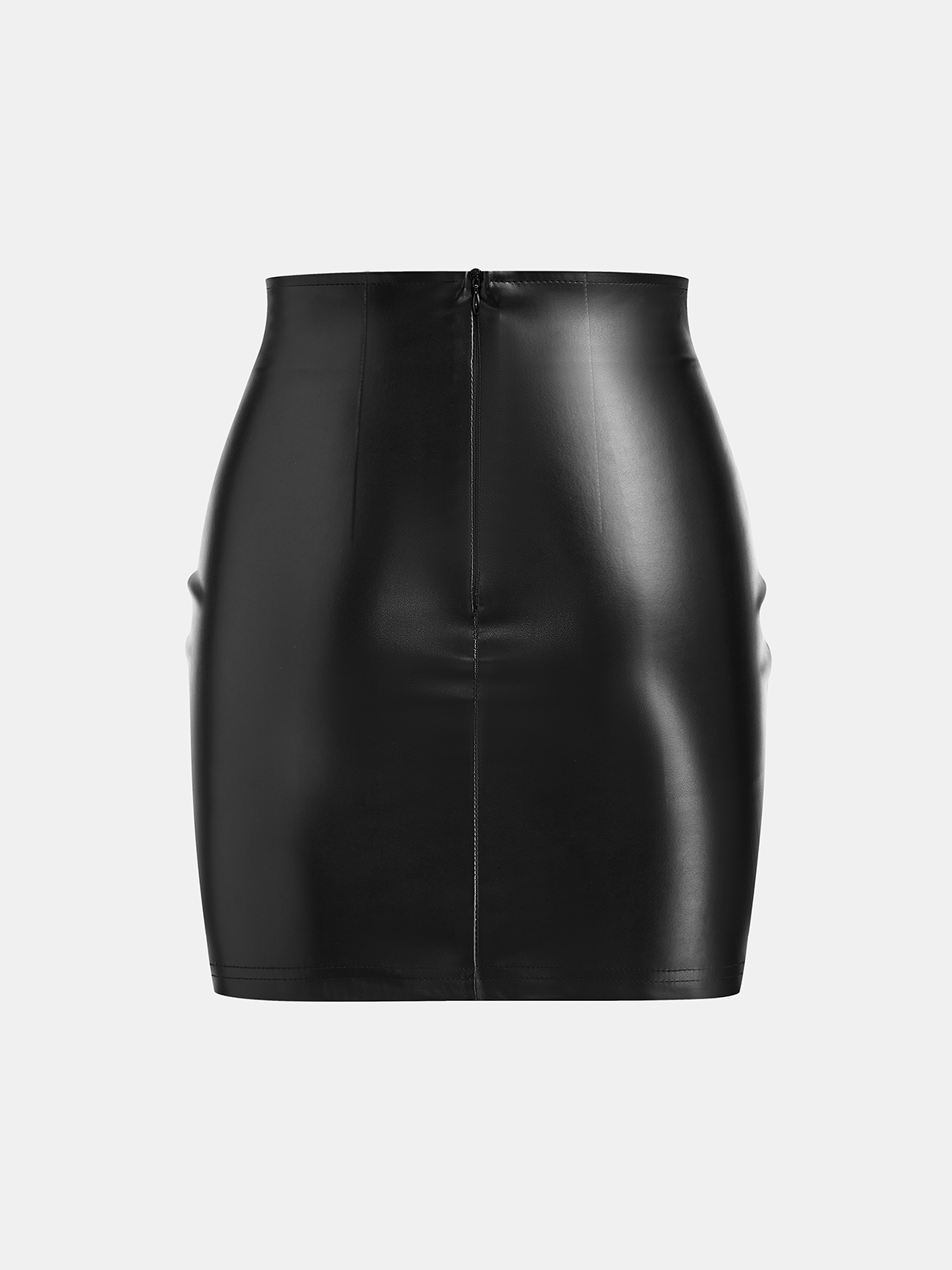 Faux Leather Ruched Mini Skirt