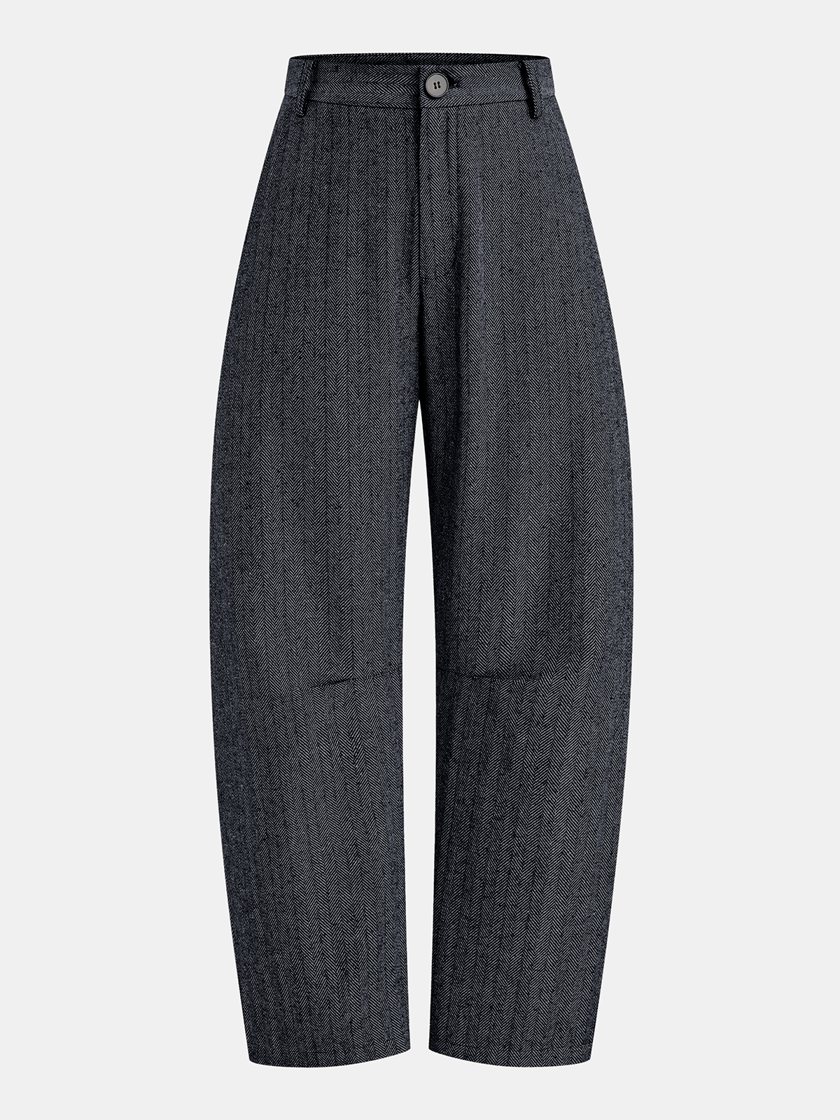 Mid-Waist Hose mit Fischgrätmuster und gekrümmtem Bein