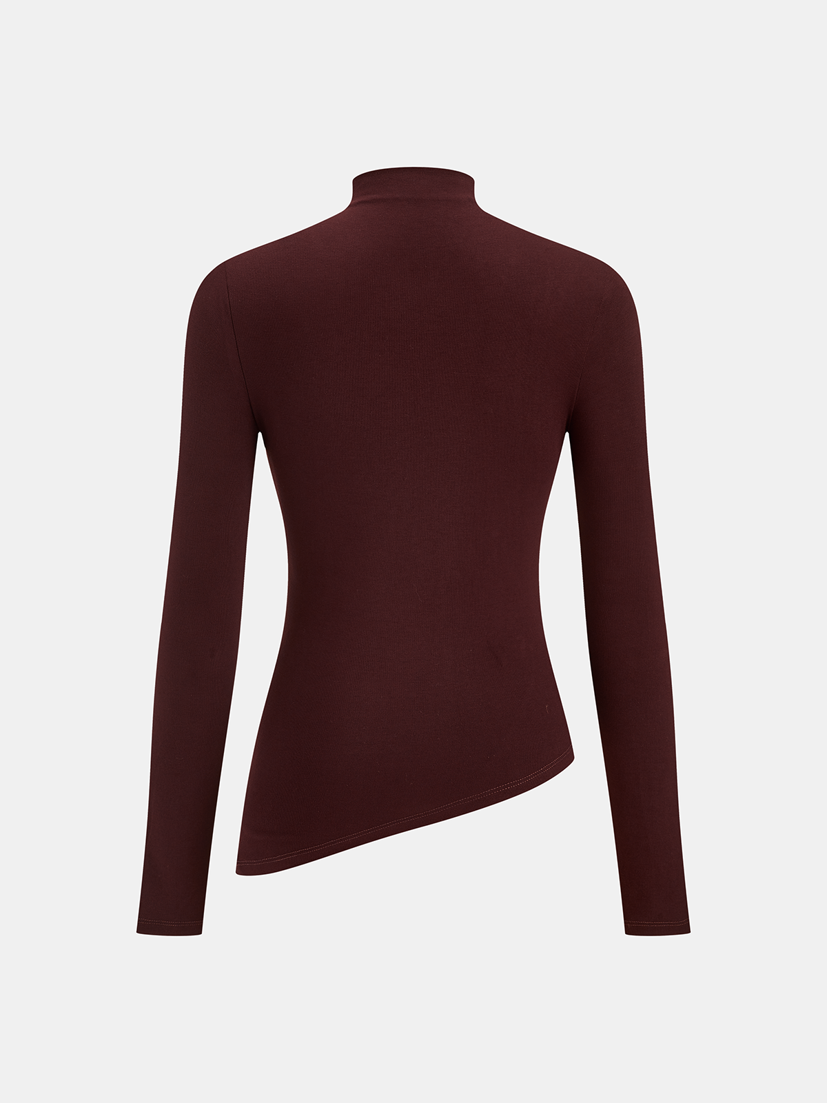 Mock Neck Asymmetric Hem Flower-Sequin Top