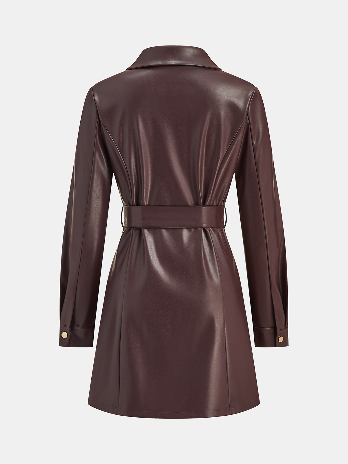 Hemdblusenkleid aus Kunstleder mit Gürtel