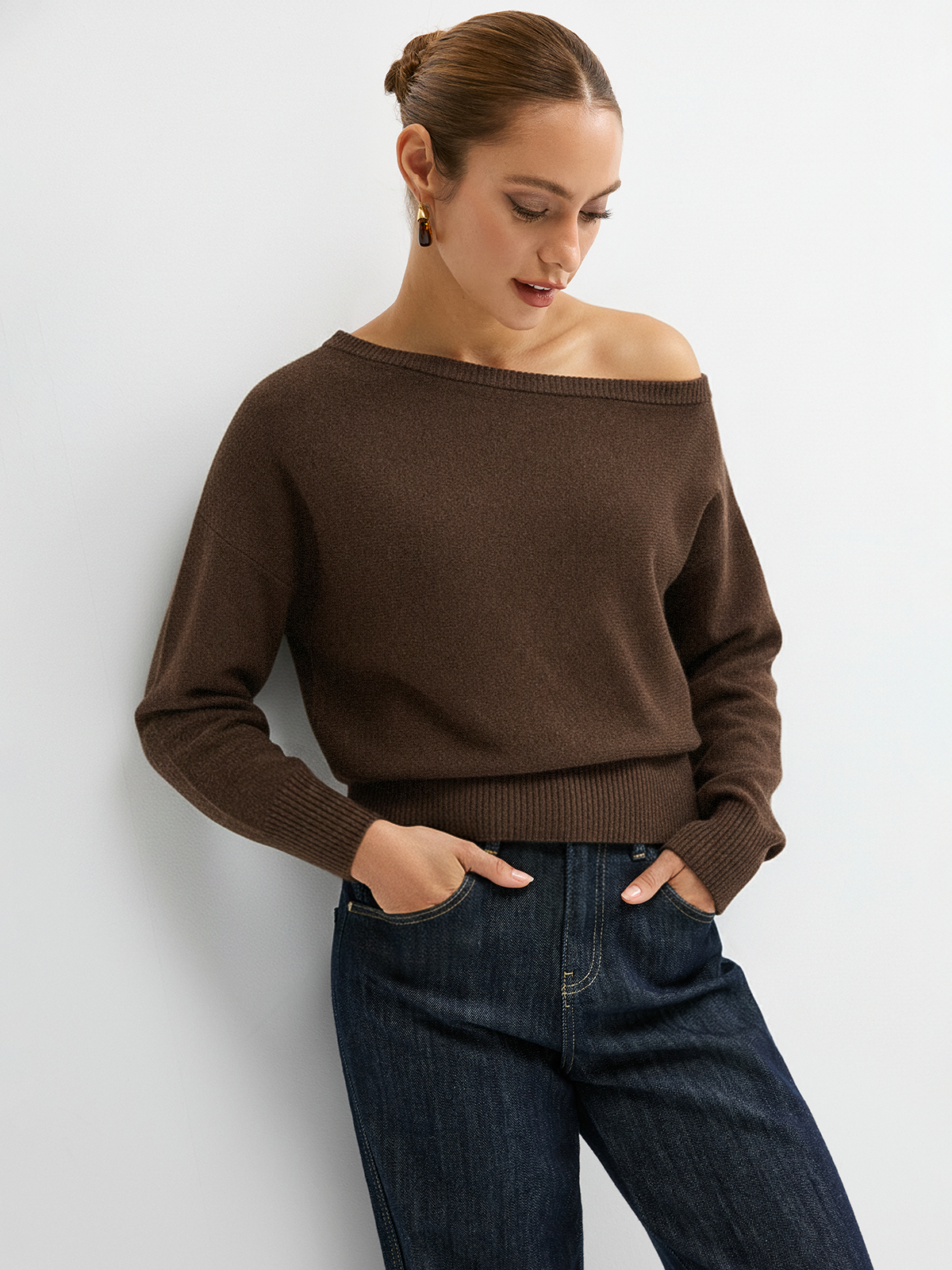 Off-Shoulder Knit Sweater