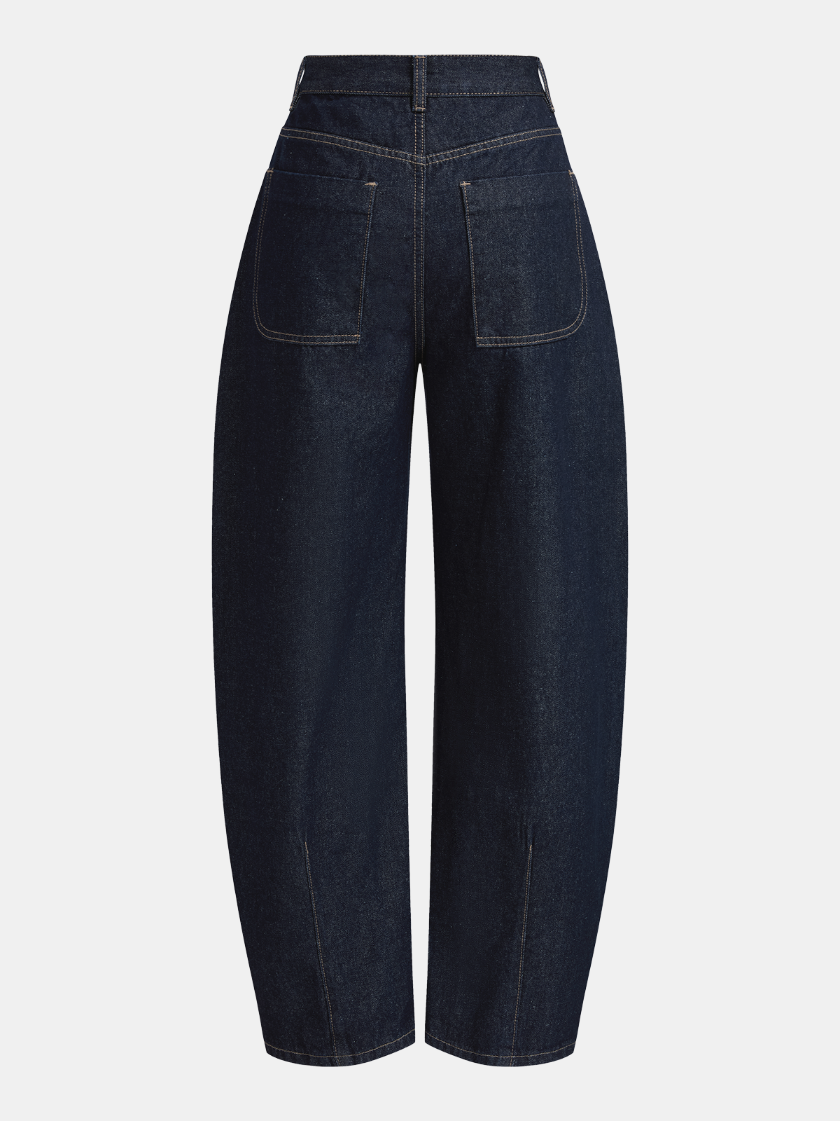 Jeans à jambes incurvées, taille mi-haute, boutonnés sur le devant