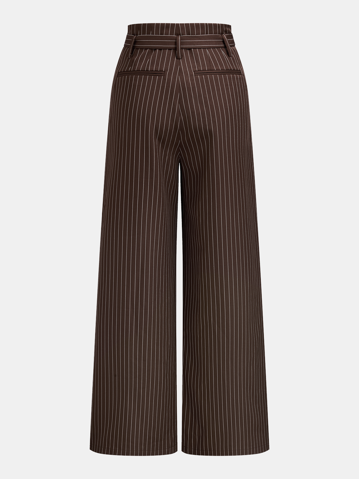 Belted Pinstripe Wide-Leg Pants