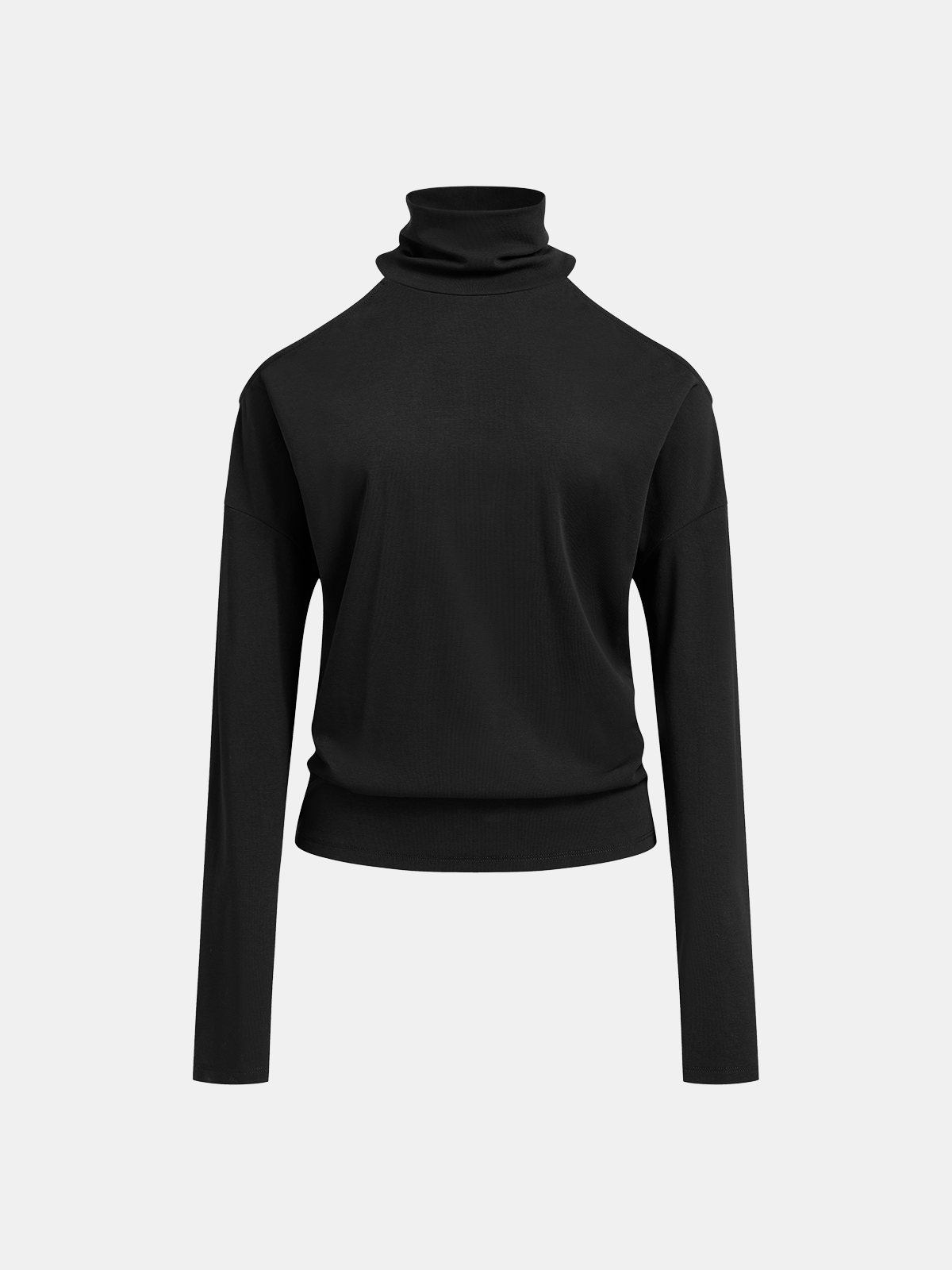 Ribbed Turtleneck Long-Sleeve Top
