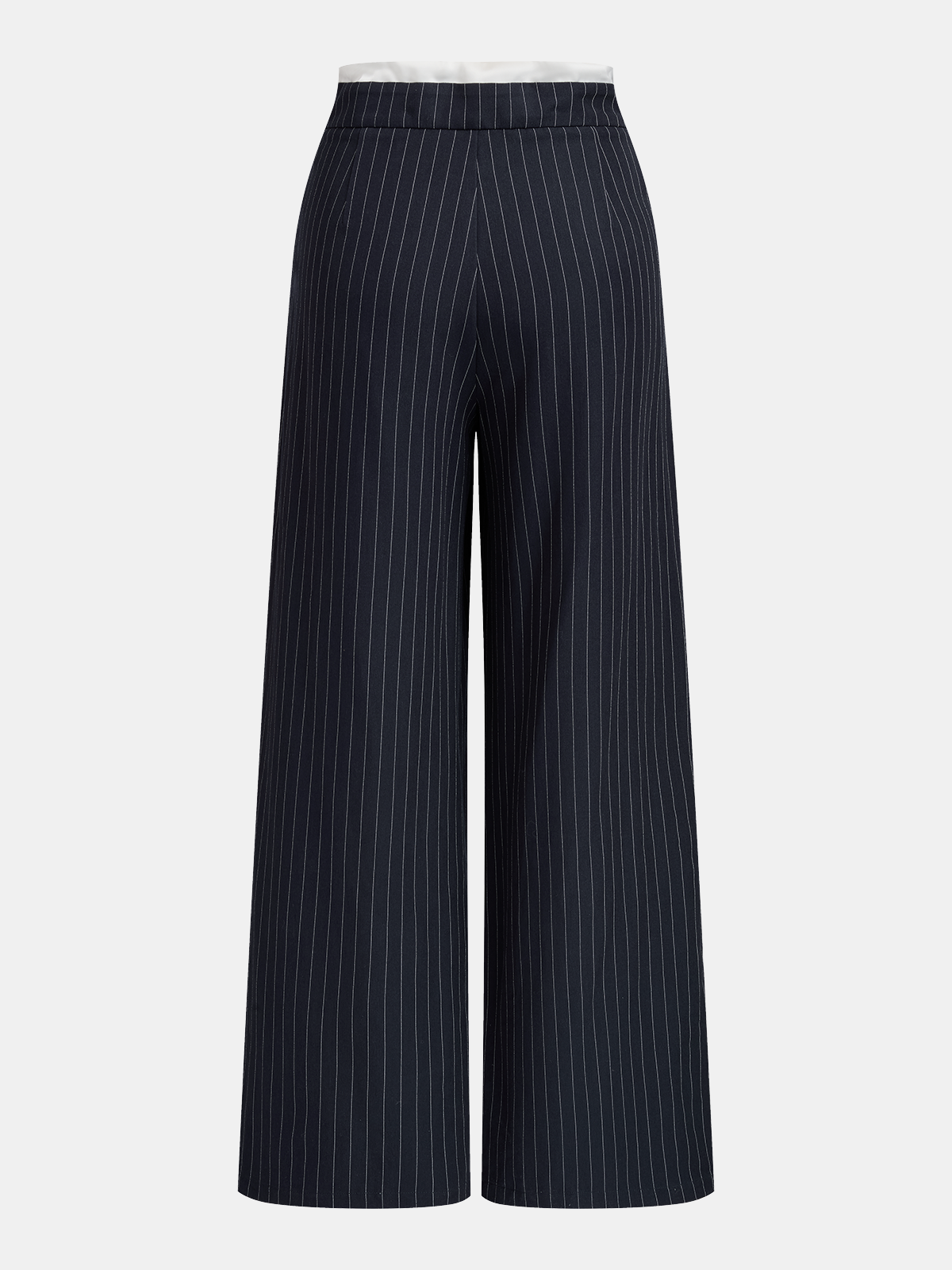 Pantalon large à taille coulissée et rayures fines