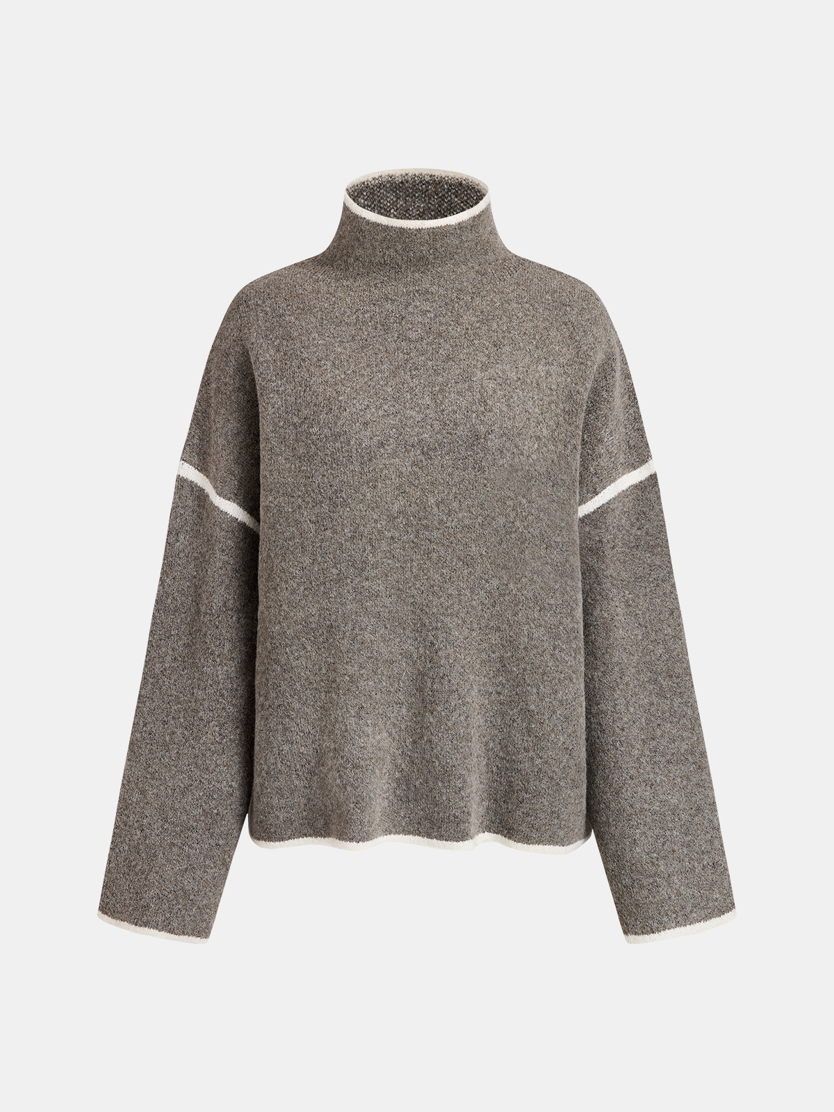 Mock Neck Contrast Trim Sweater