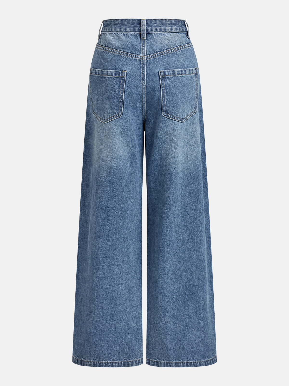 Asymmetrische Jeans mit weitem Bein und mittlerer Bundhöhe