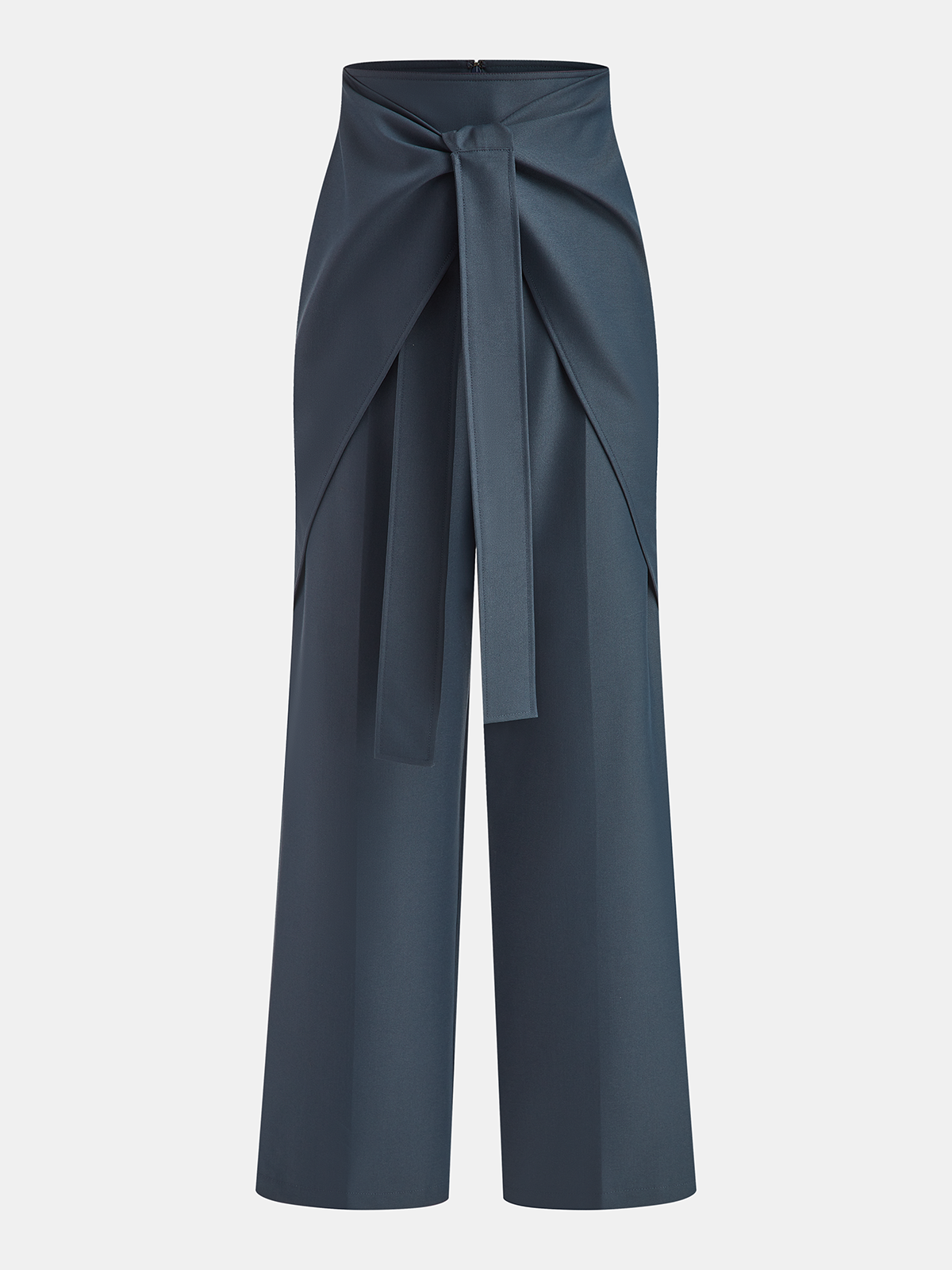 Pantalon droit taille haute avec lien à nouer