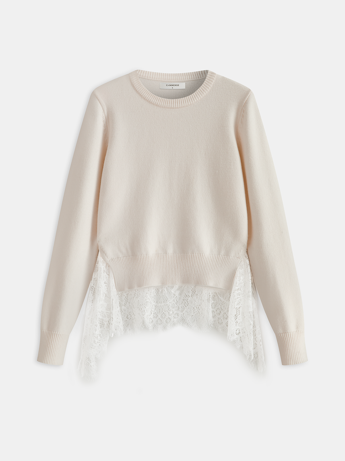 Pull tricoté à empiècement en dentelle