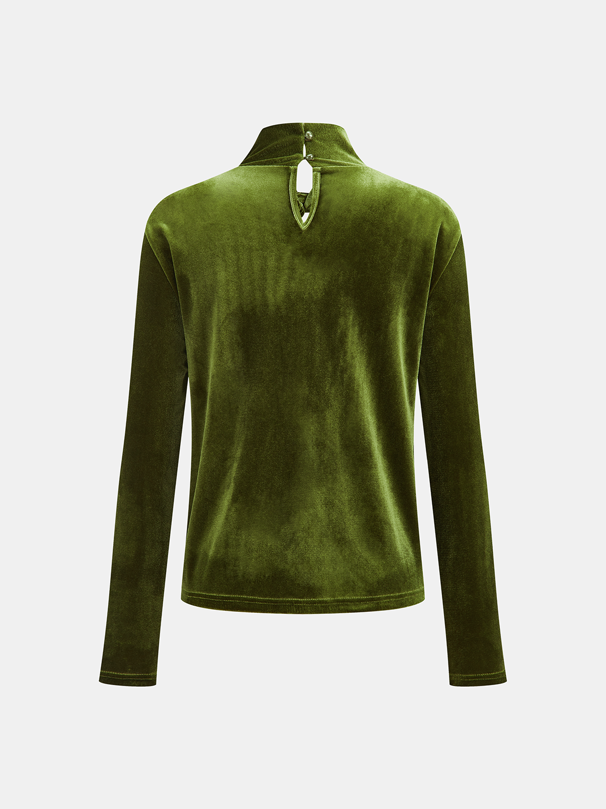Mock-Neck Velvet Ruched Cutout Shirt