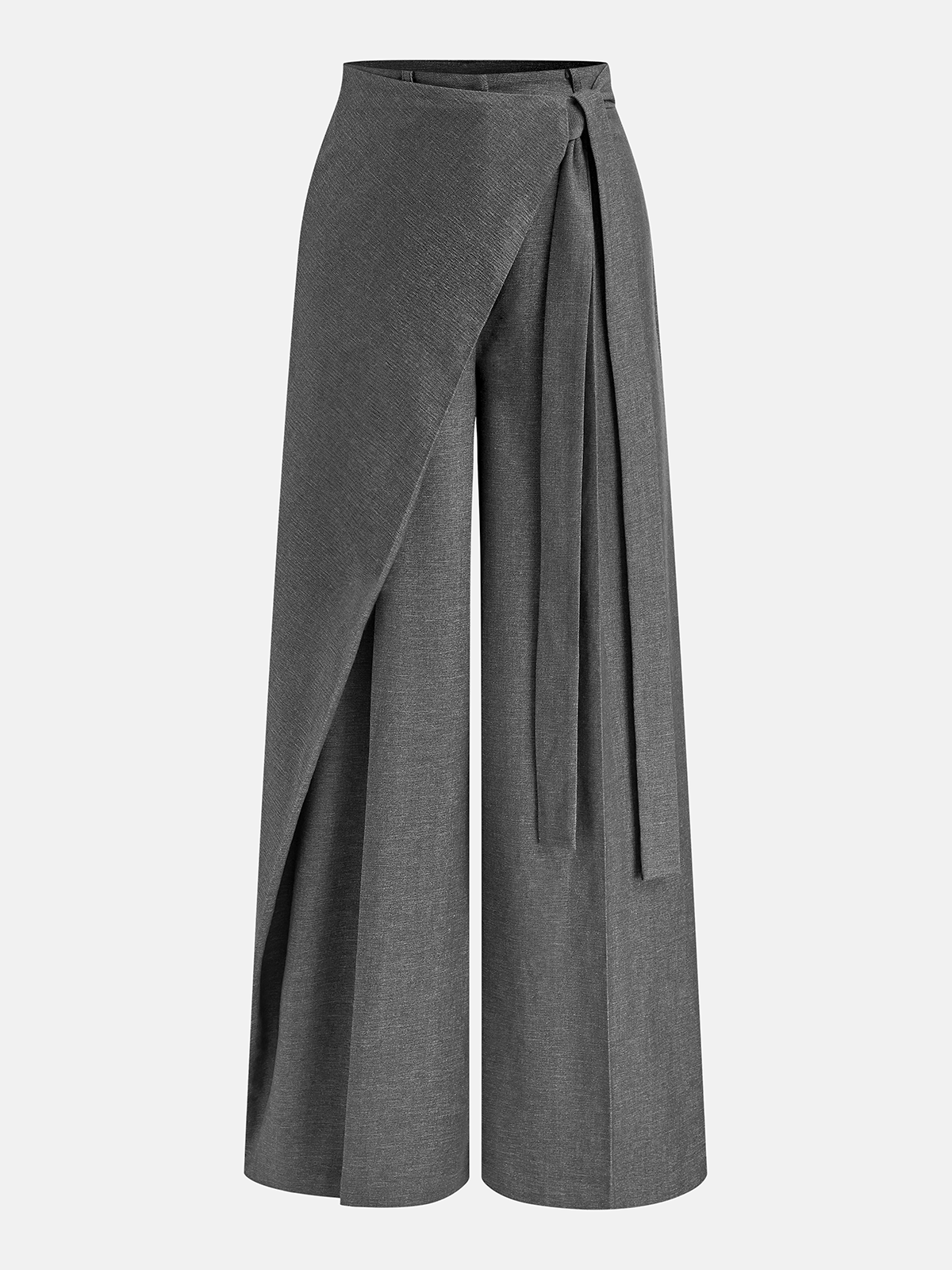 Pantalon large asymétrique cache-cœur à traîne