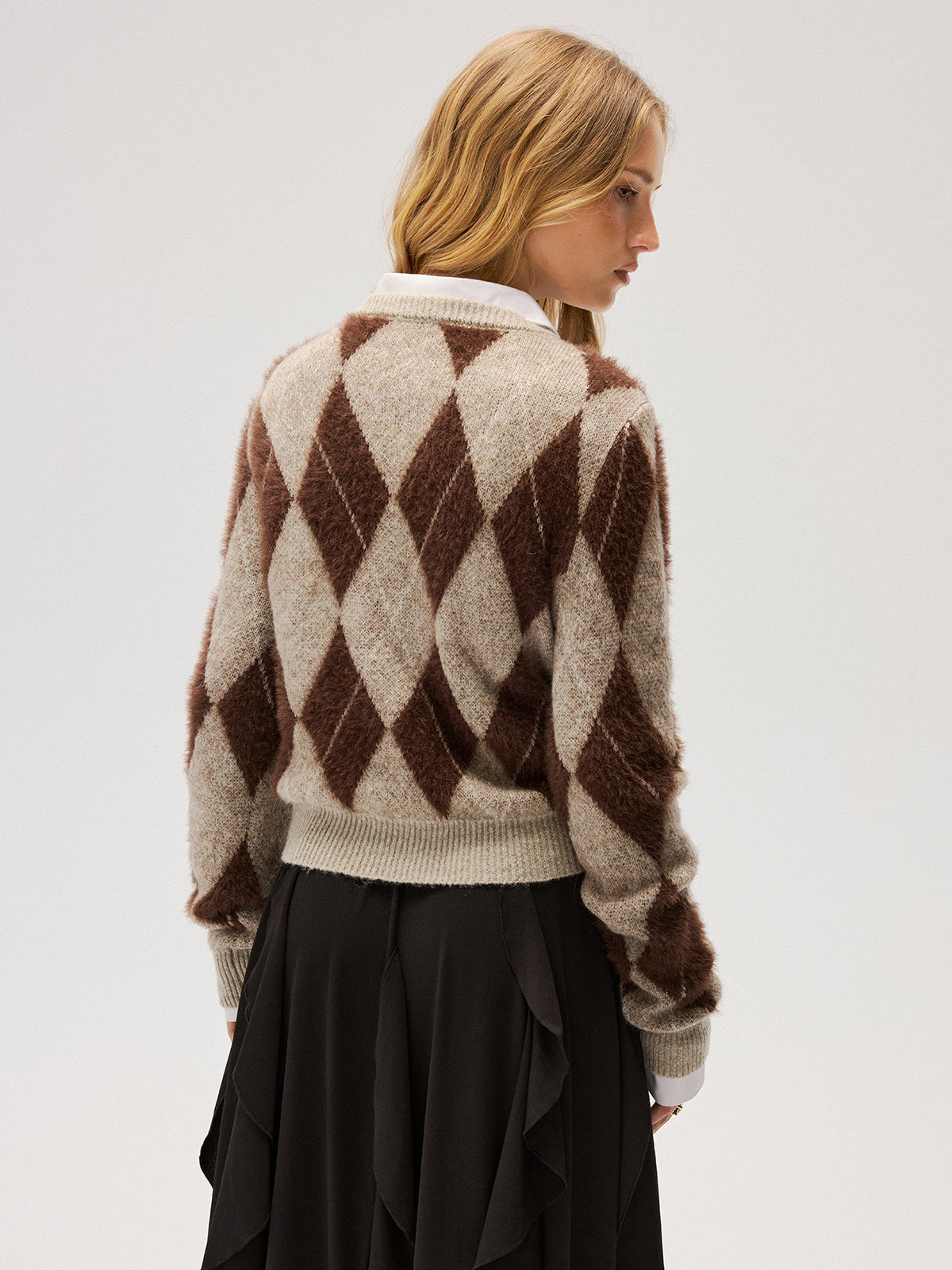 Pullover mit Argyle-Muster aus flauschiger Wollmischung