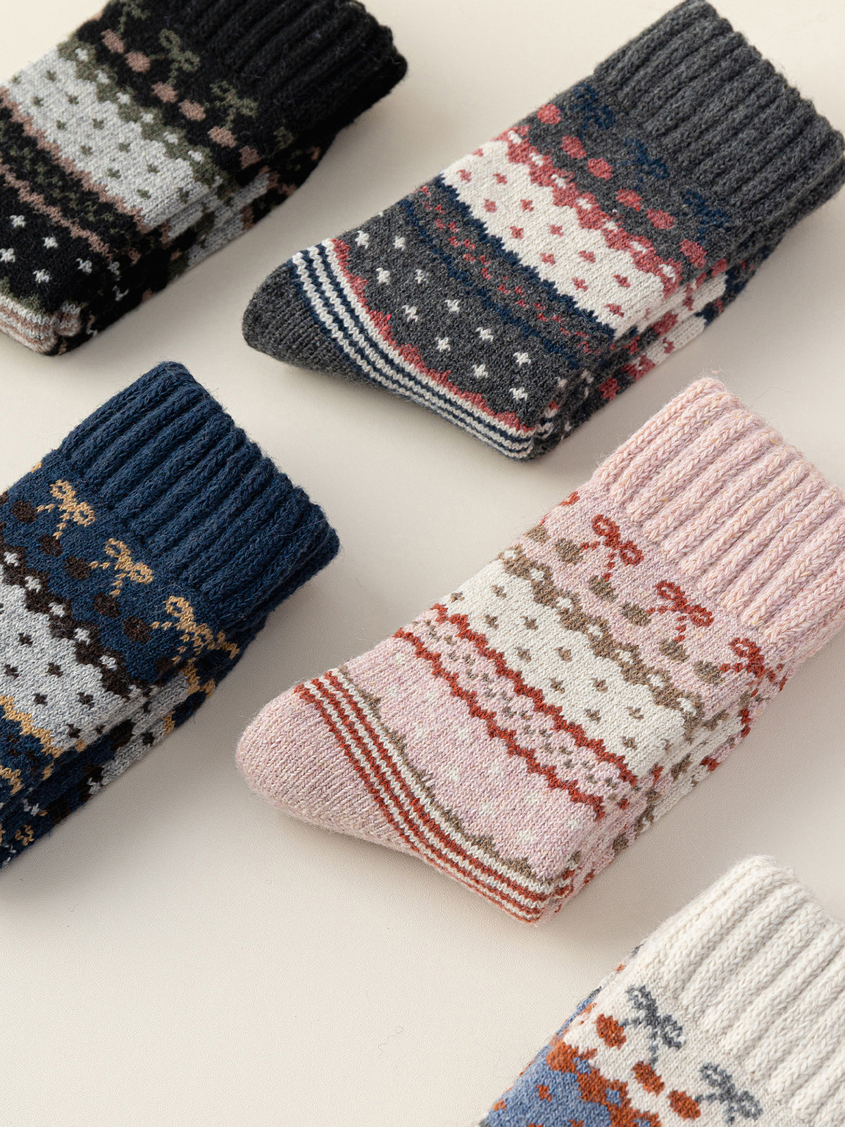 Colorful Printed Knit Mid-Calf Socks