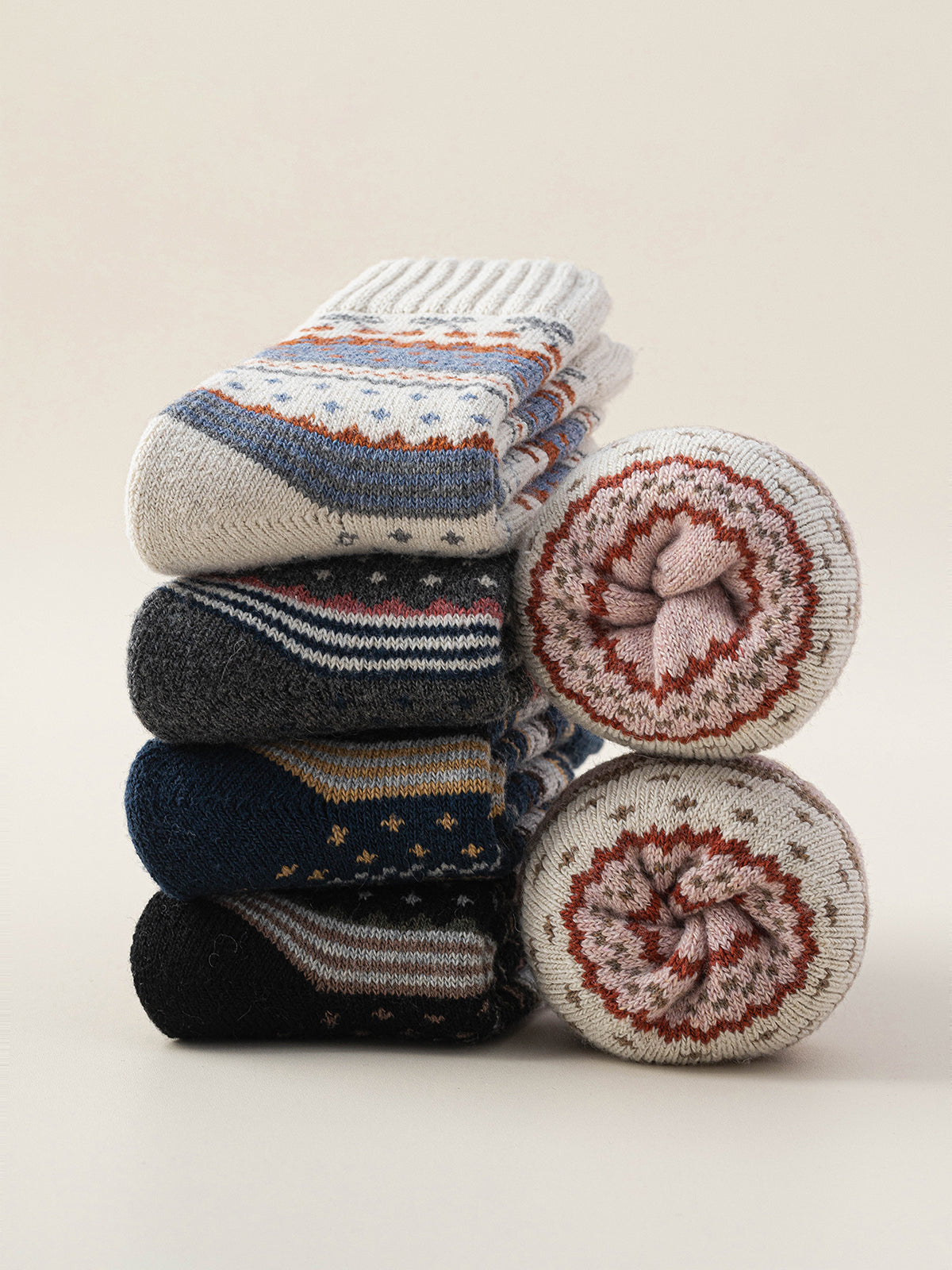Colorful Printed Knit Mid-Calf Socks