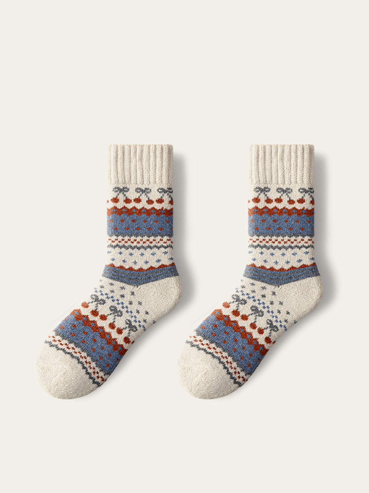 Colorful Printed Knit Mid-Calf Socks