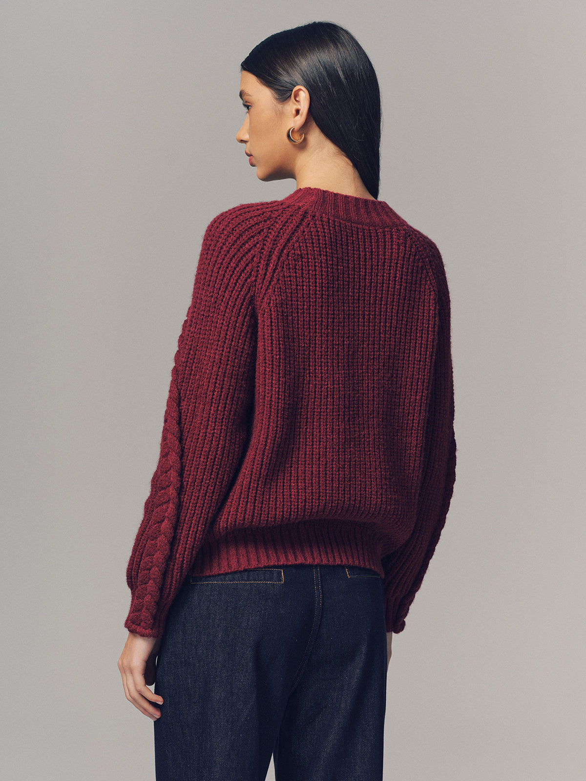 Pull en maille torsadée à col rond