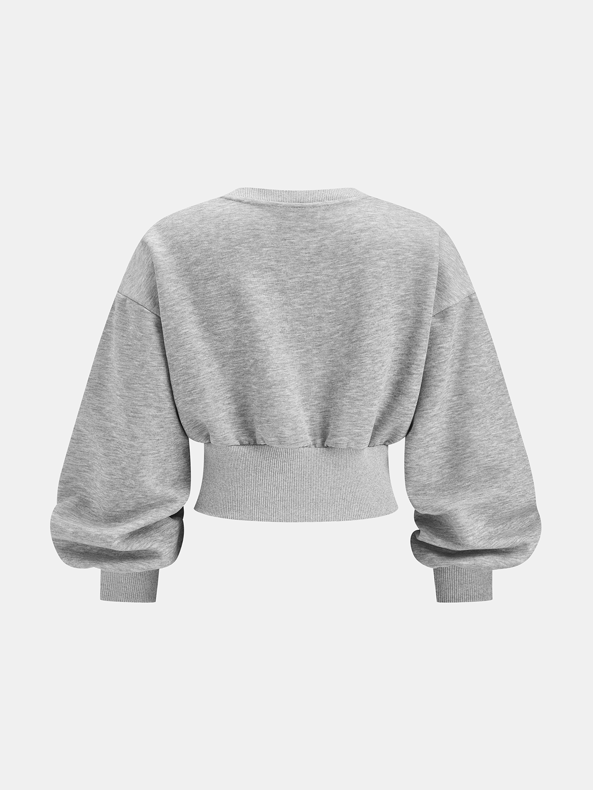 Crew Neck Button Detail Cropped Sweatshirt