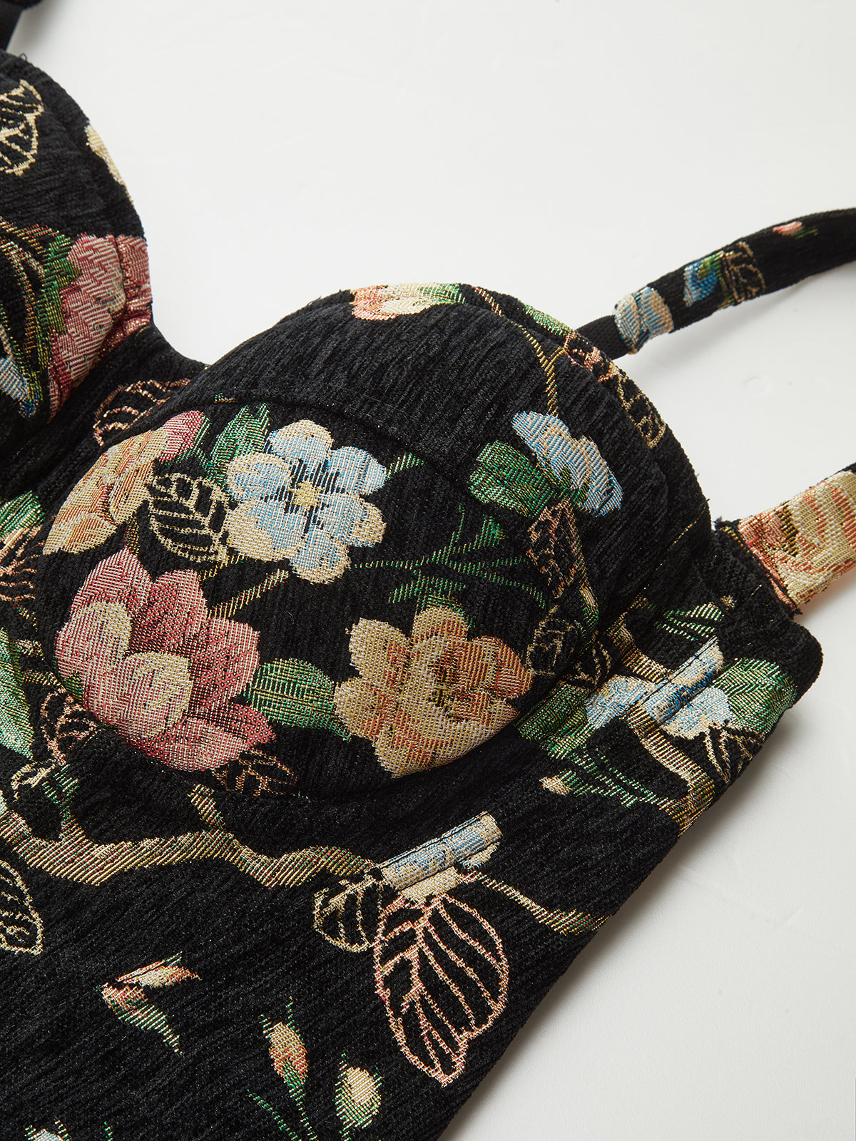 Floral Print Corset Top with Lace-Up Back