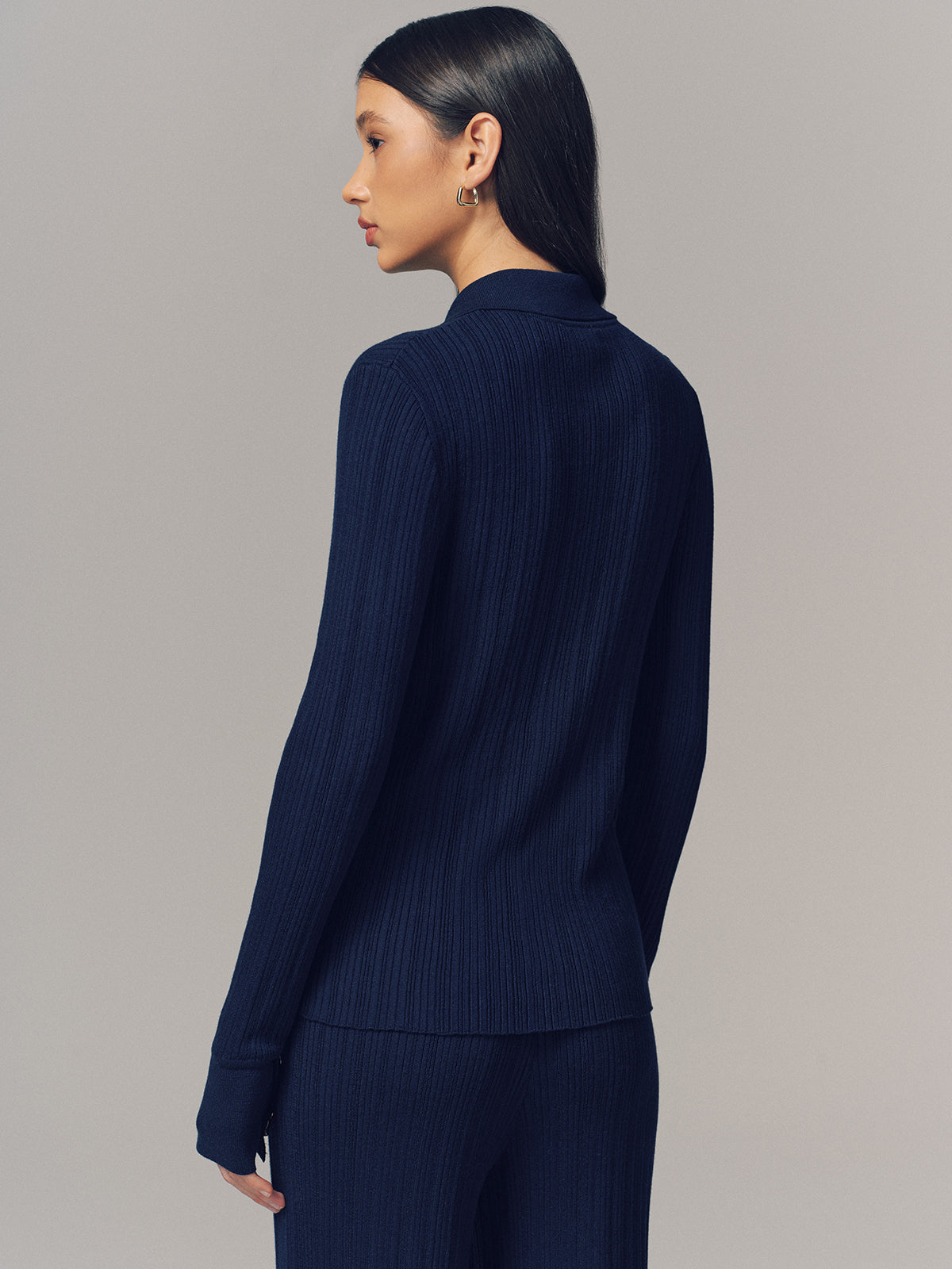 Strukturierte Strickjacke mit Kragen aus Wollmischung