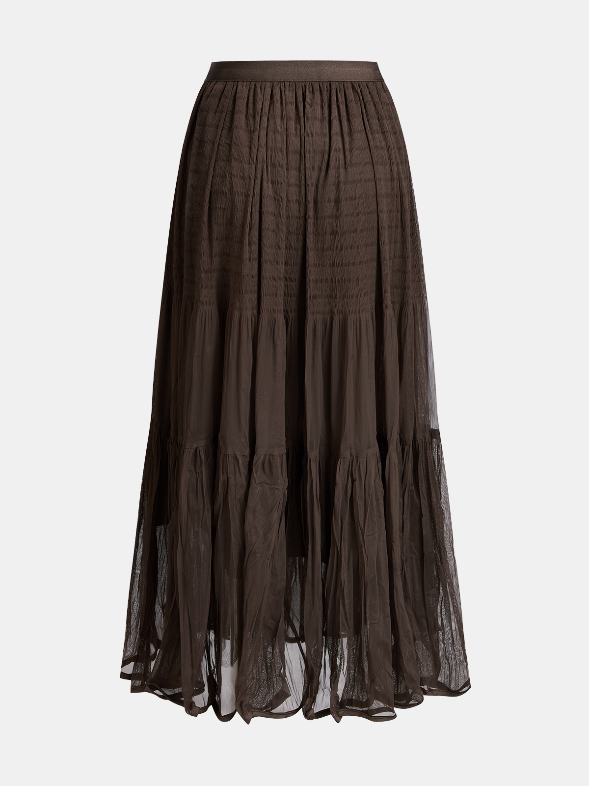 Pleated Mesh Maxi Skirt