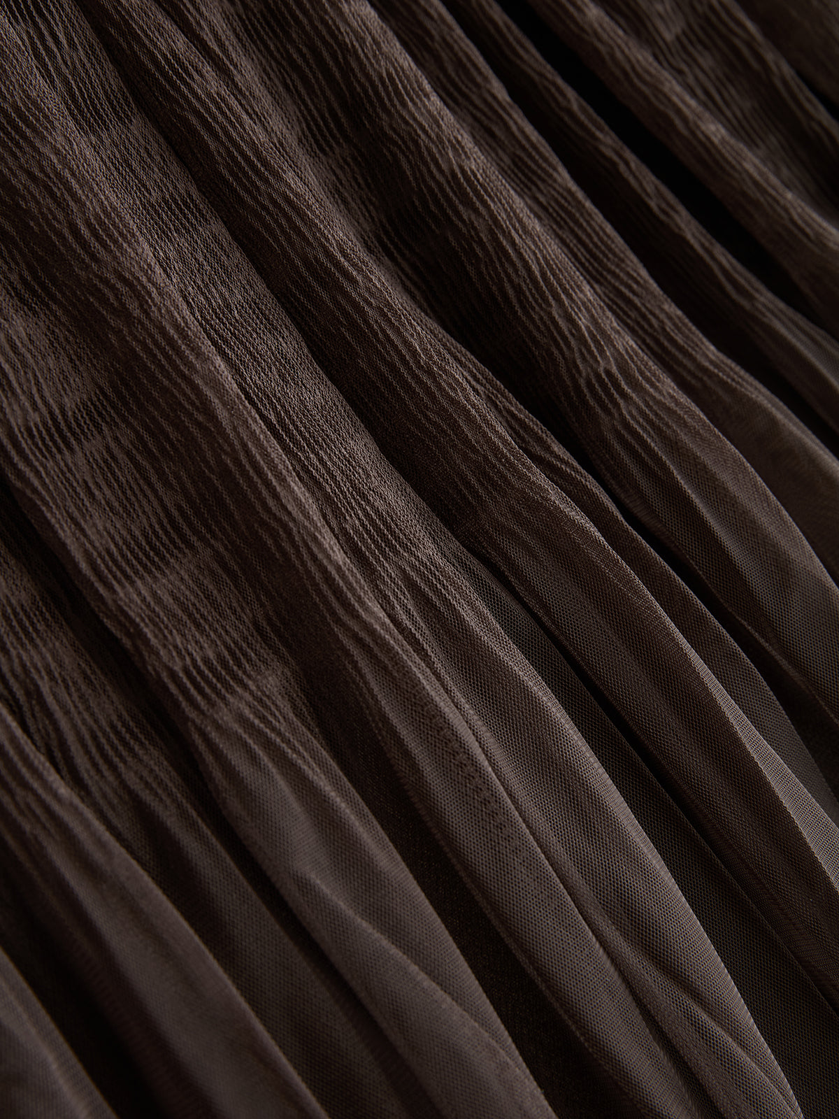 Pleated Mesh Maxi Skirt