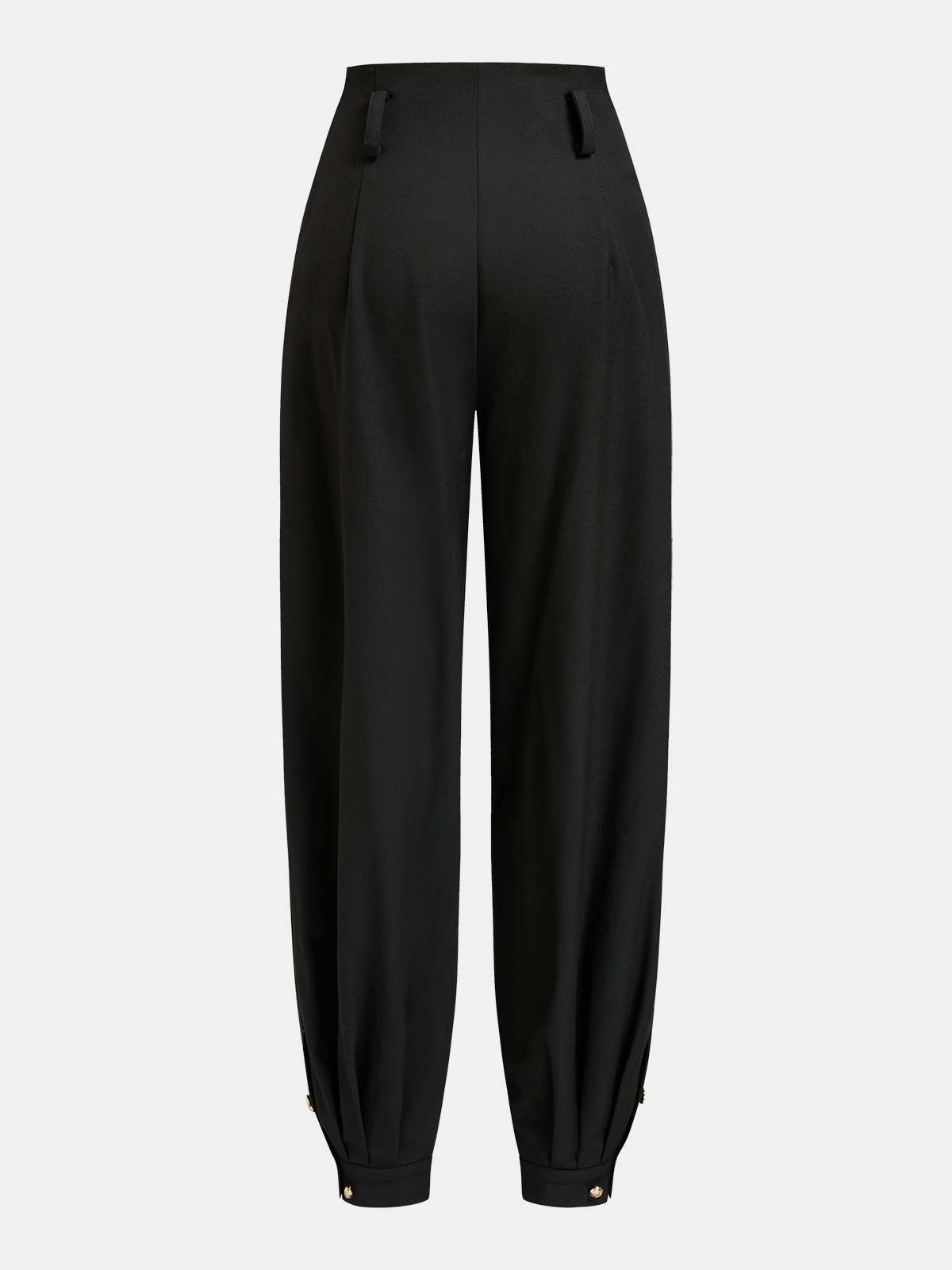 High-Waisted Pleated Metal Button Harem Pants