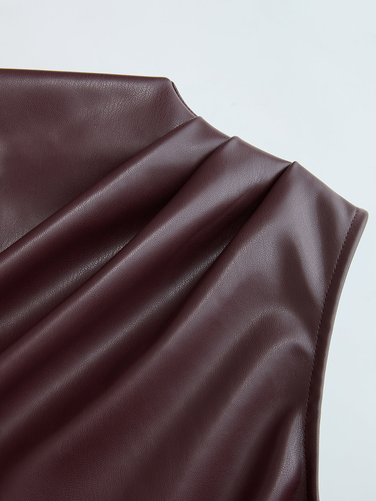 Pleated Panel Faux Leather Mini Dress