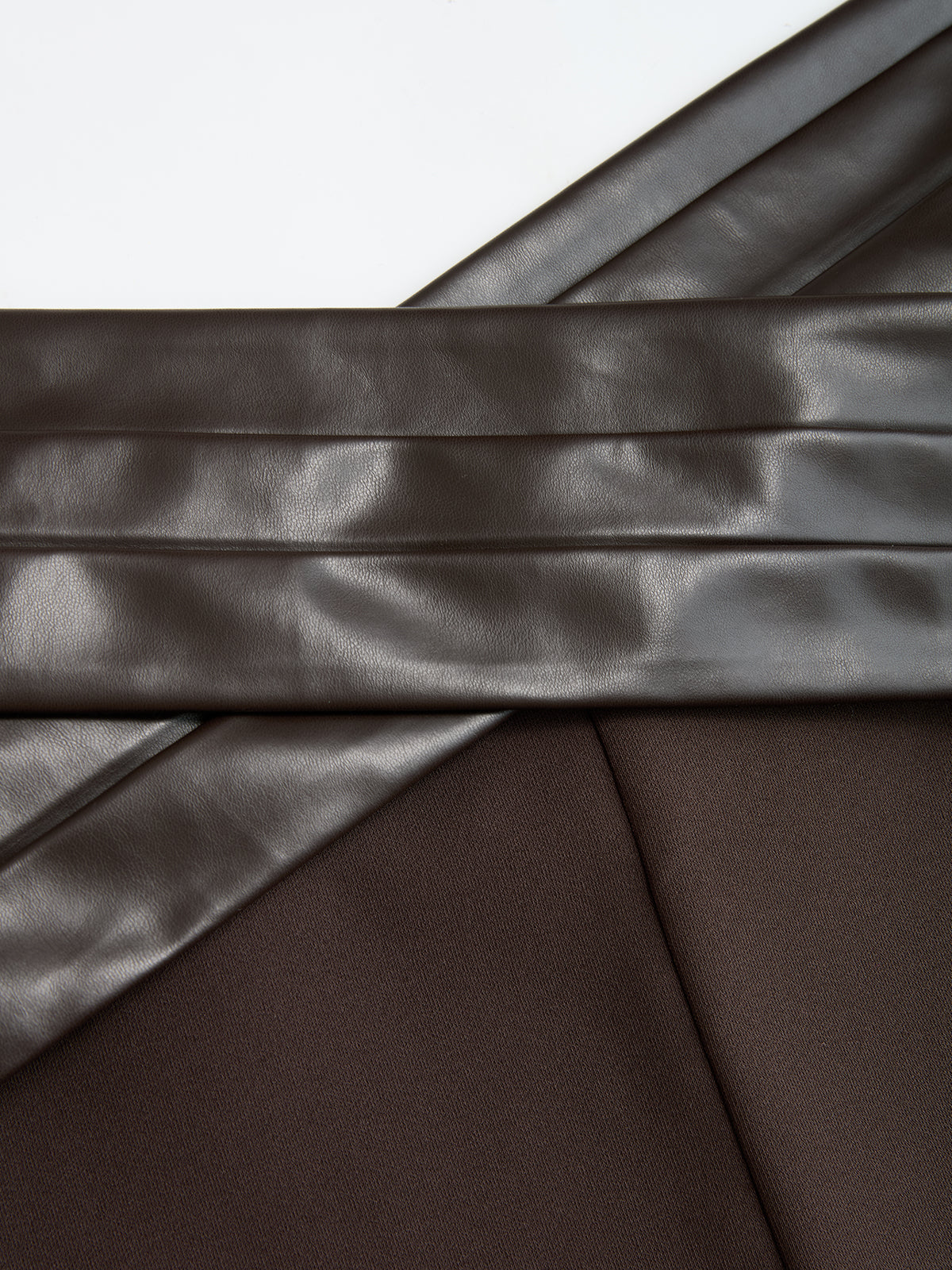 Crossed Faux Leather Waist A-Line Skirt