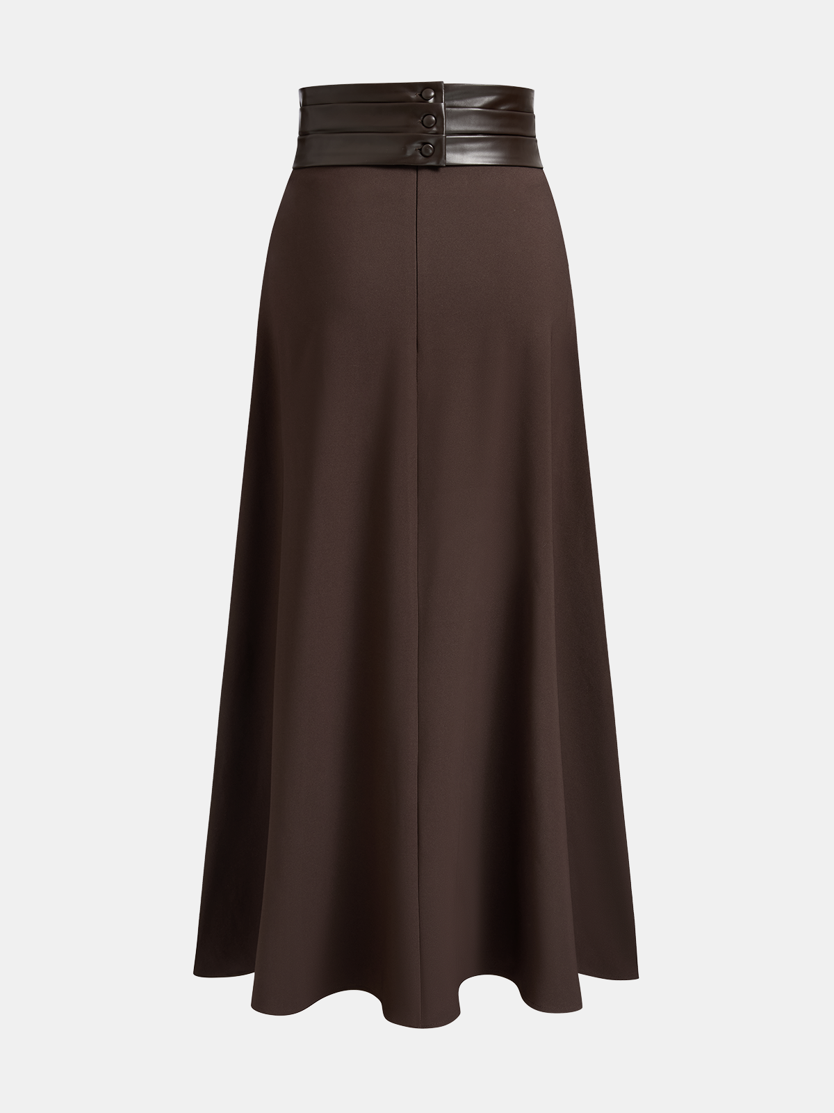 Crossed Faux Leather Waist A-Line Skirt