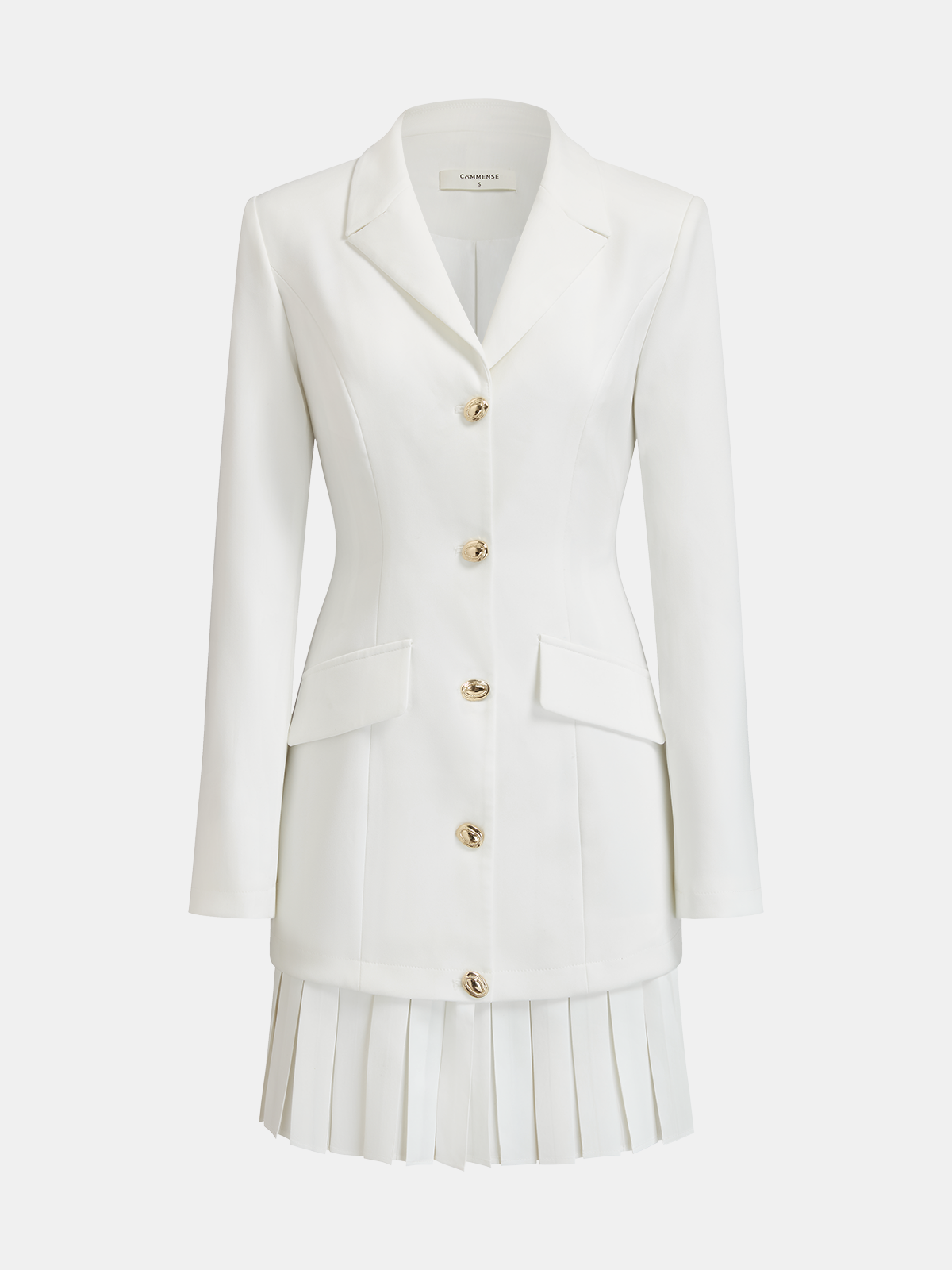 Mini-robe blazer ajustée à ourlet plissé