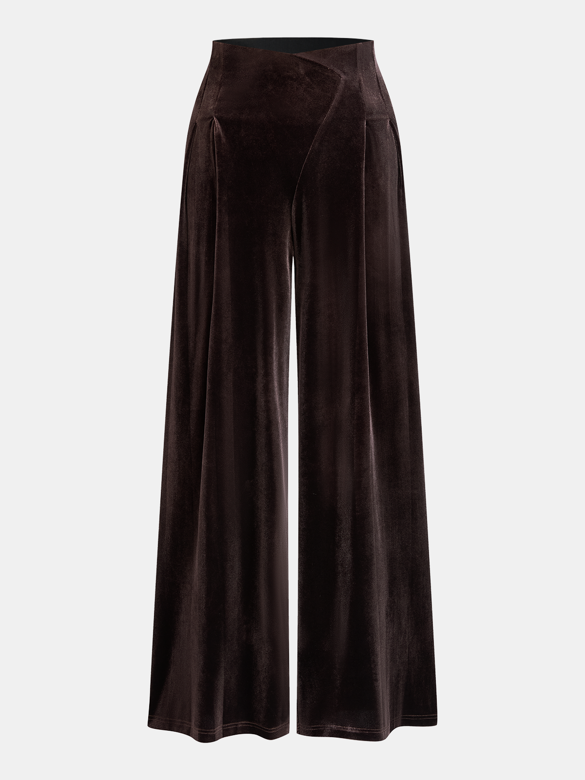 Velvet Asymmetric Waist Wide-Leg Pants