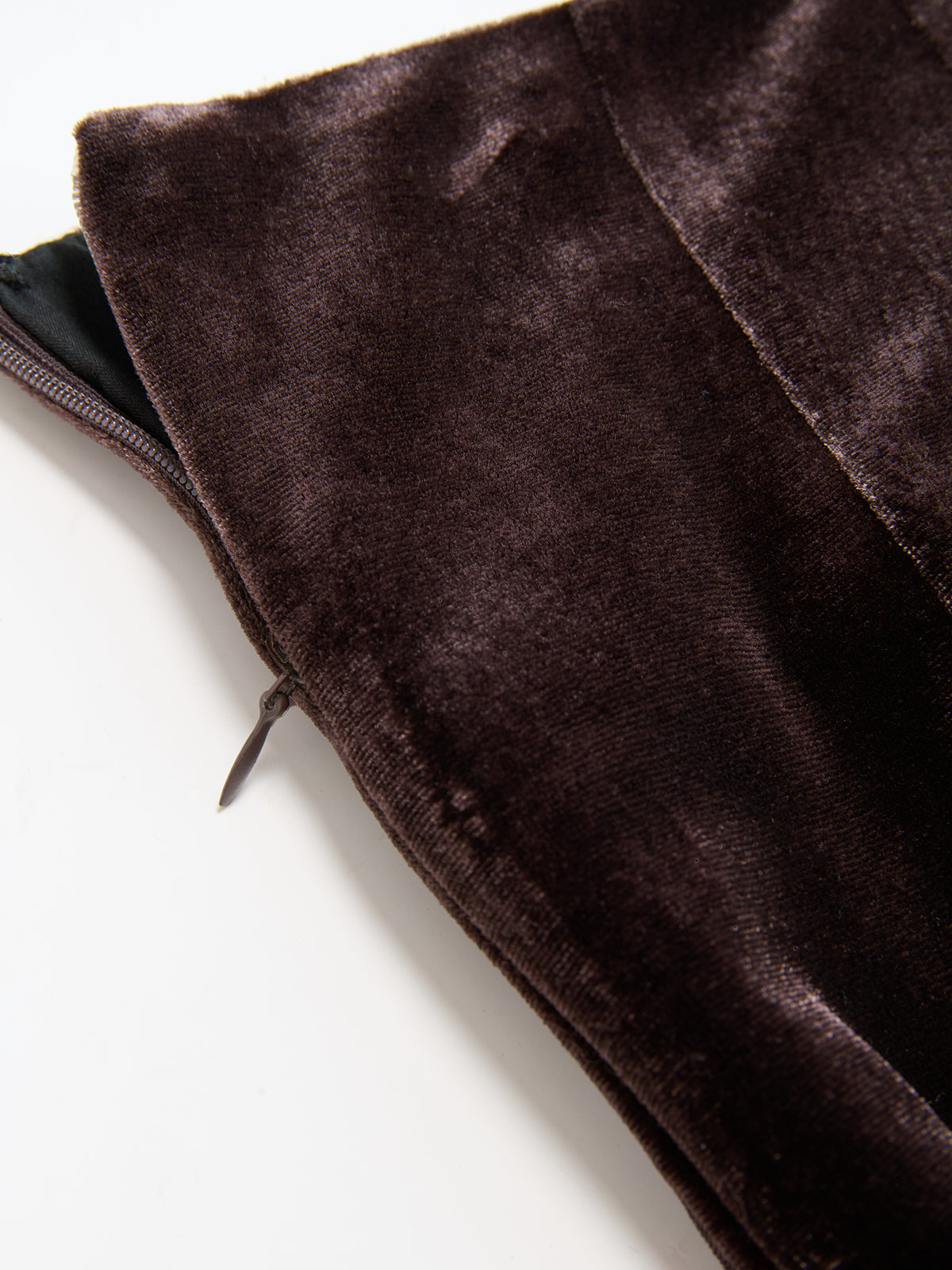 Velvet Asymmetric Waist Wide-Leg Pants
