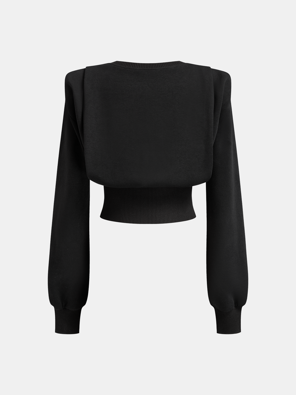 Shoulder-Padded Cinched Long-Sleeve Sweatshirt