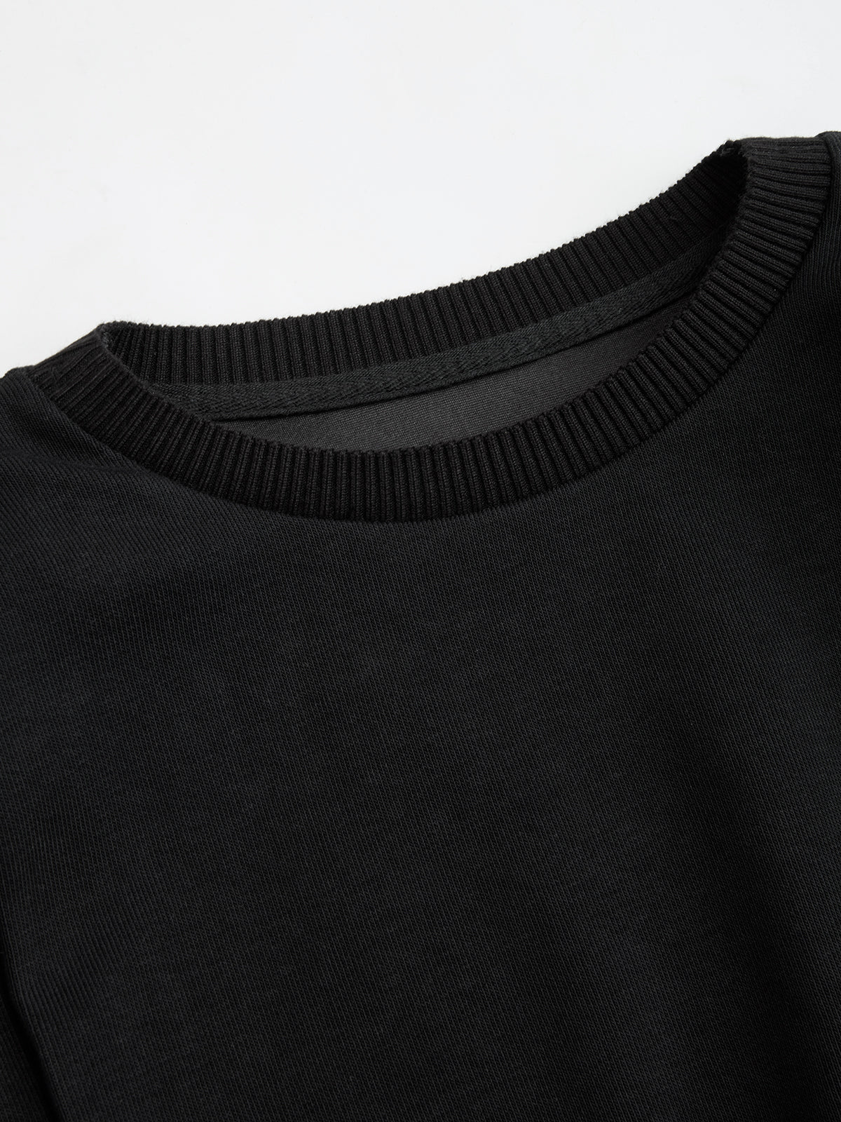 Shoulder-Padded Cinched Long-Sleeve Sweatshirt