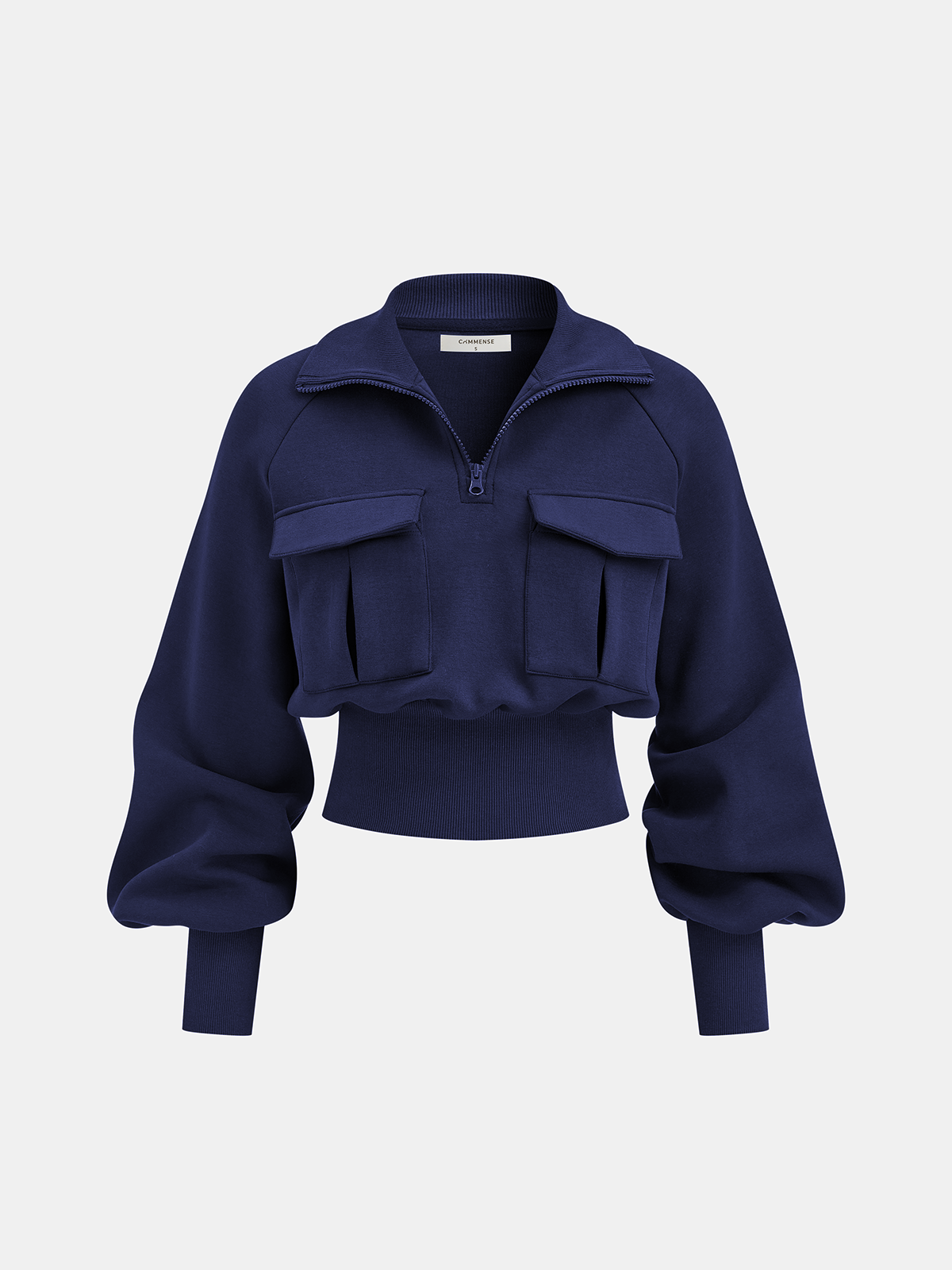 Turtleneck Half-Zip Cinched Waist Knit Top