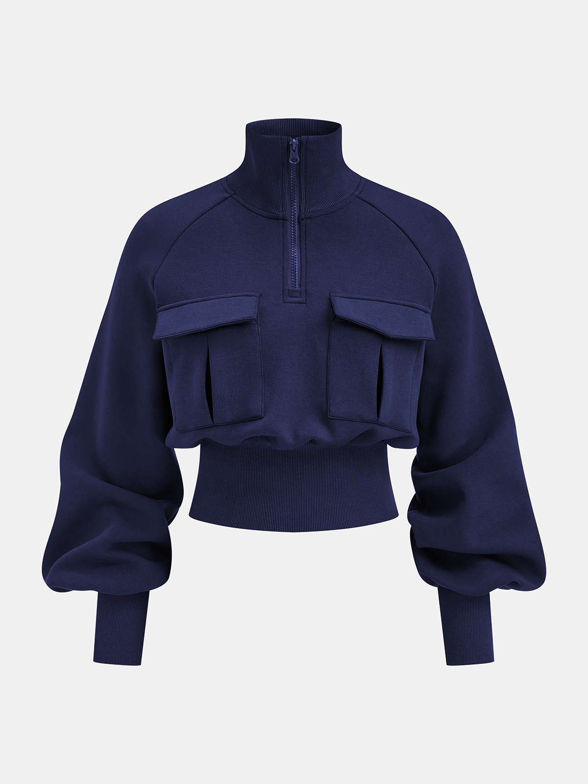 Turtleneck Half-Zip Cinched Waist Knit Top