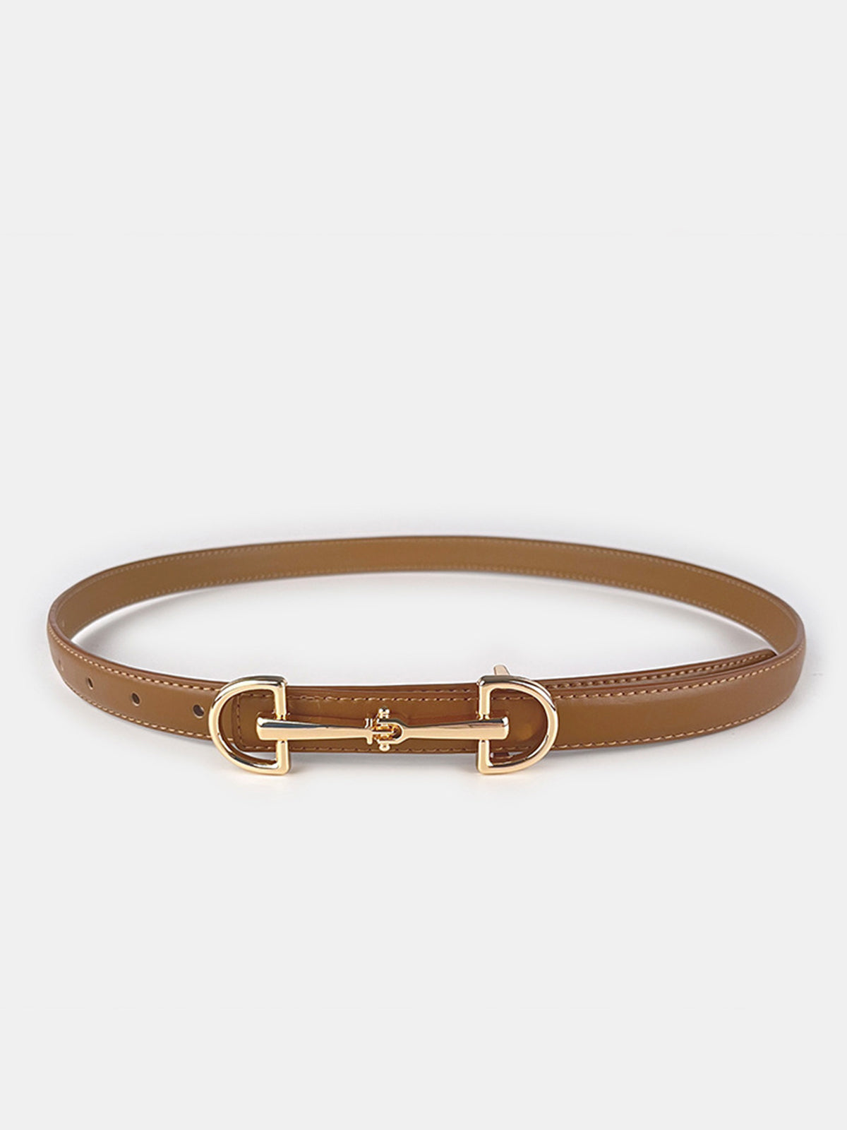 Horsebit Buckle Leather Thin Belt