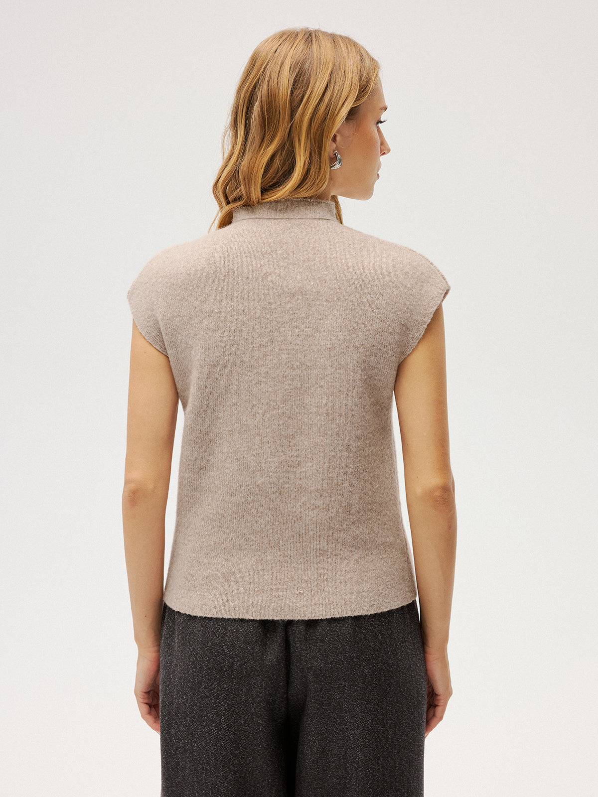 Mock Neck Sleeveless Knit Vest
