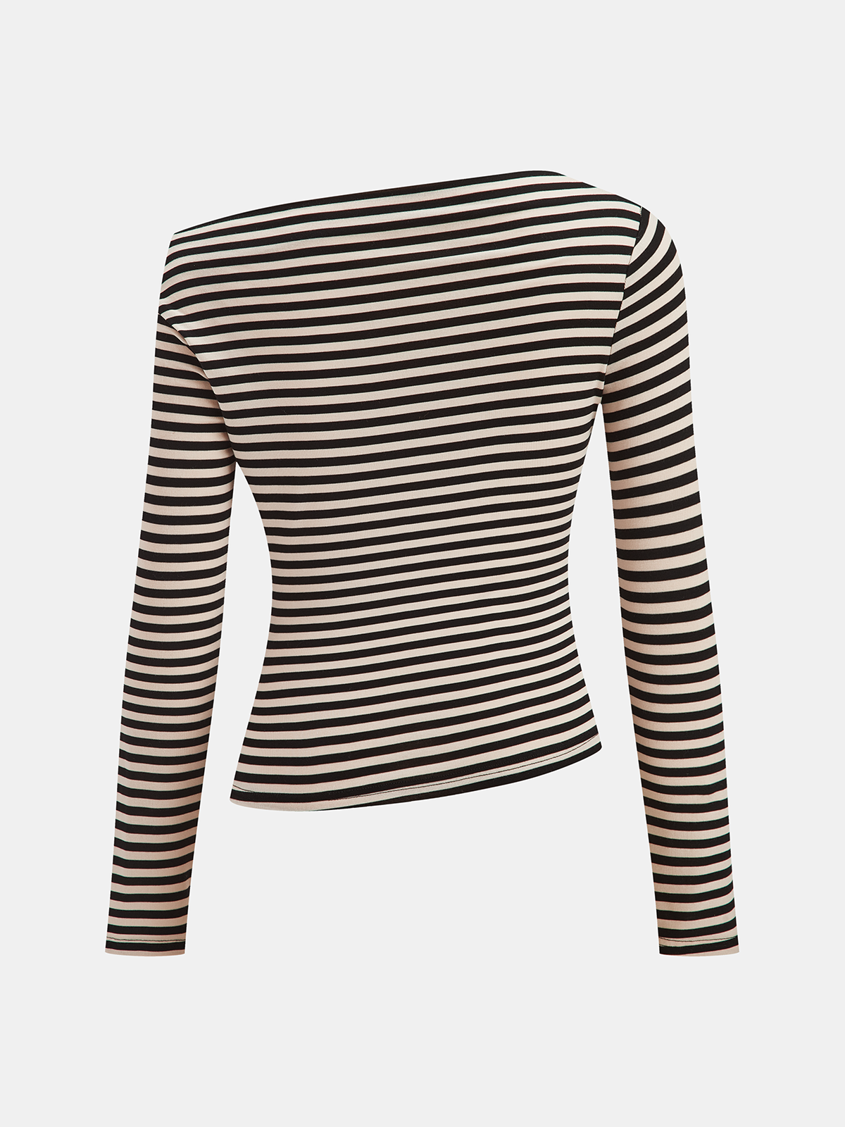 Striped Cowl Neck Ruched Long Sleeve Top