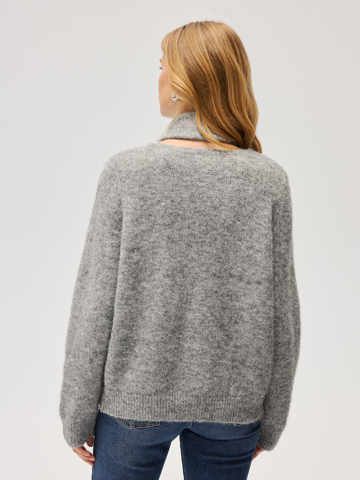 Pullover mit Schal aus Wollgemisch