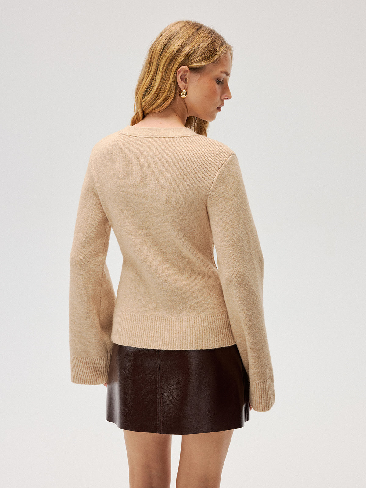 Cardigan en maille boutonnée col en V