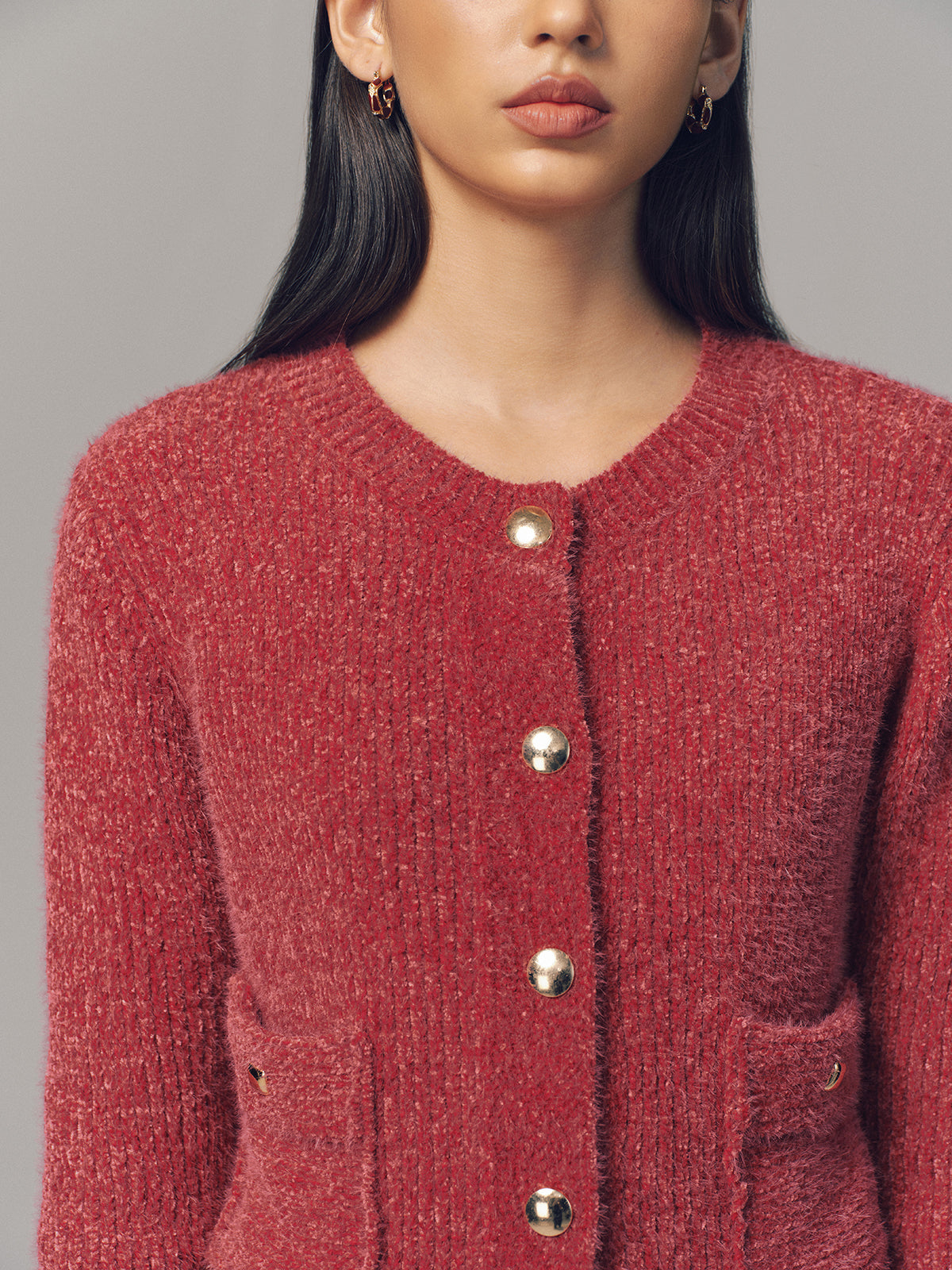 Metal Detail Cardigan & Mini Skirt Set